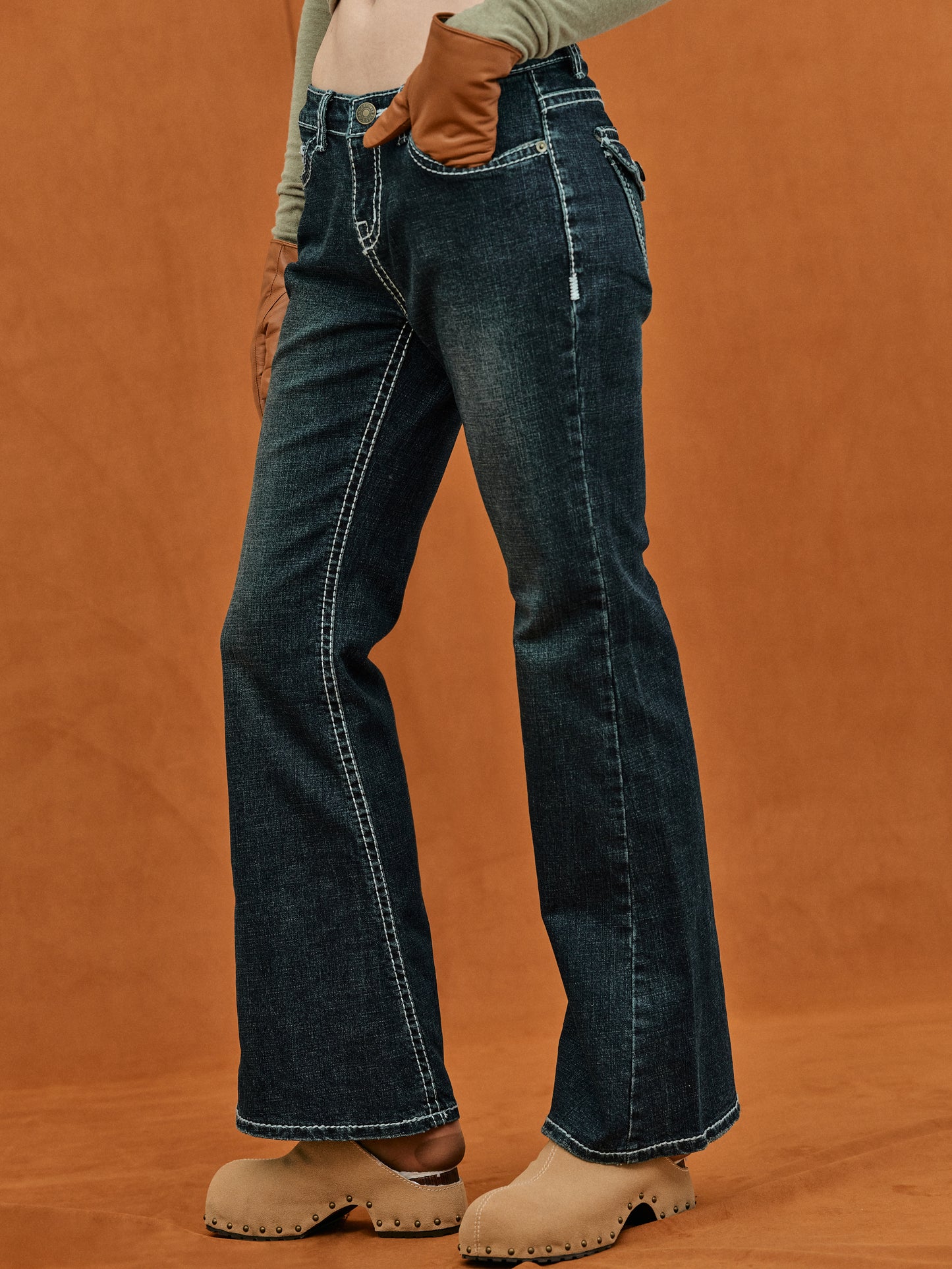 Low Rise Y2K Bootcut Jeans, Indigo Blue