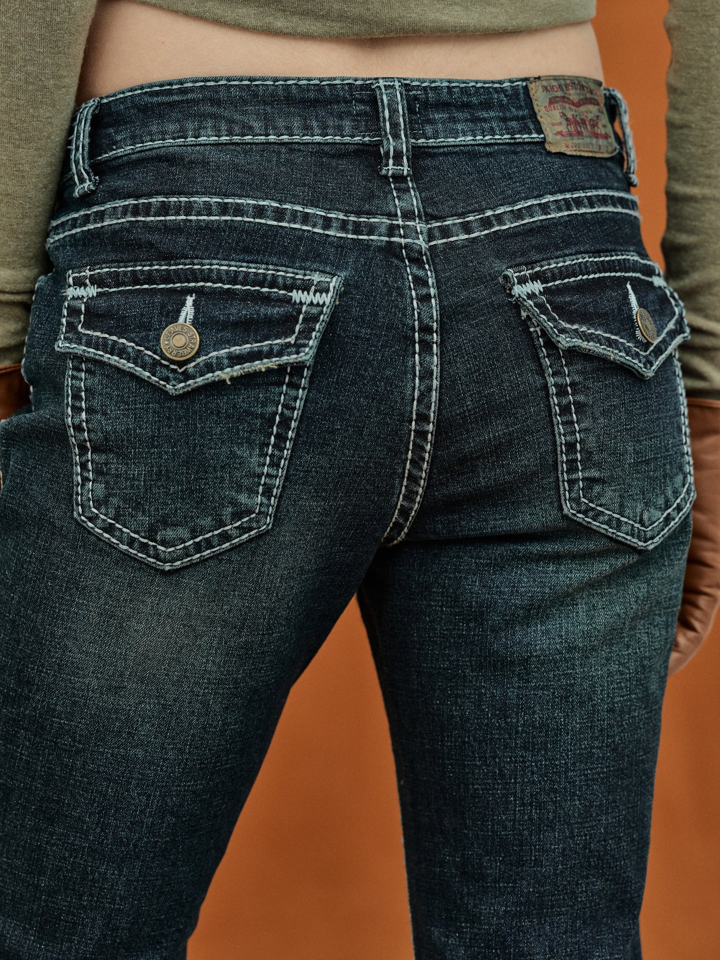 Low Rise Y2K Bootcut Jeans, Indigo Blue