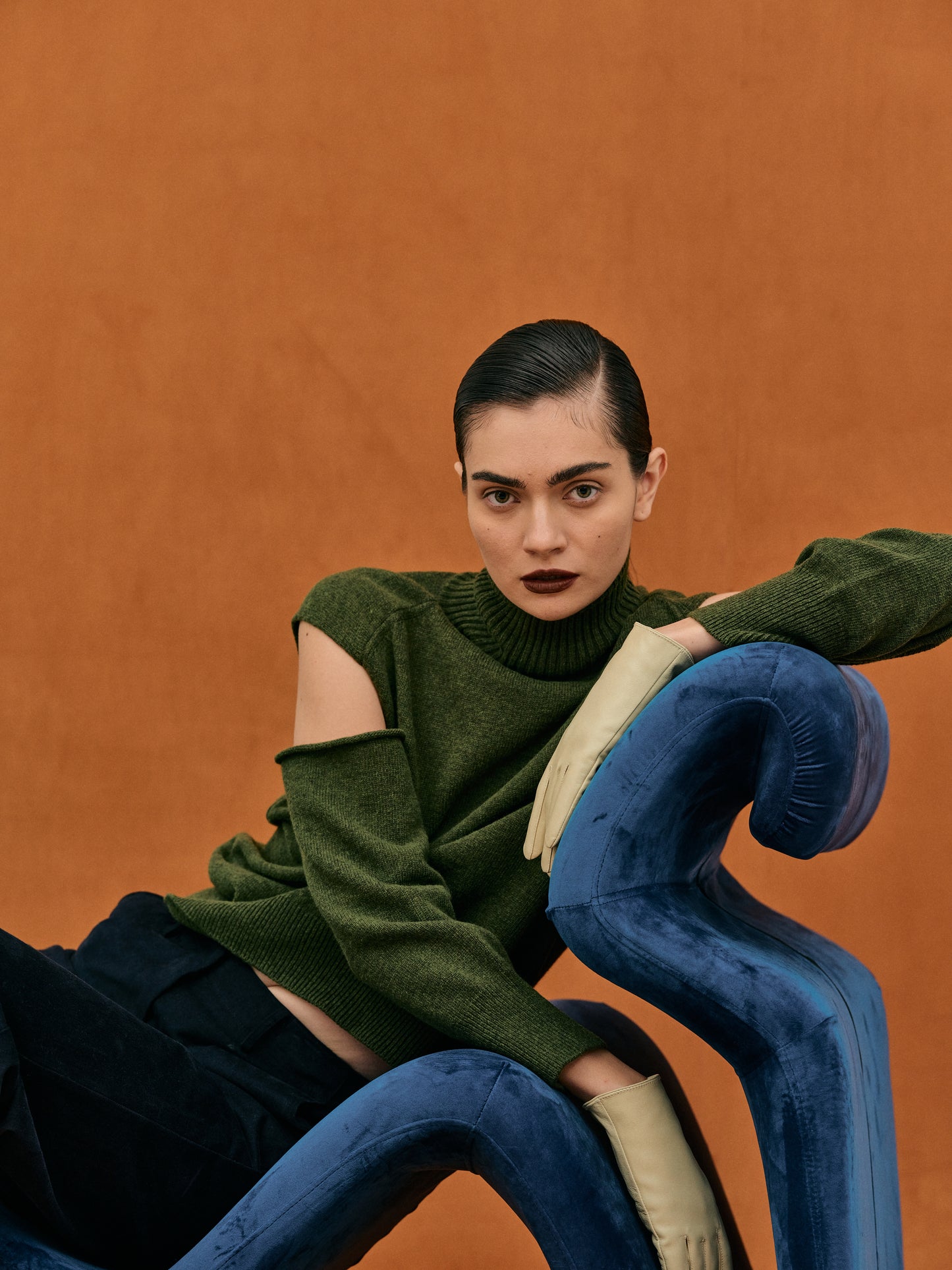 Detachable Cutout Turtleneck, Aspen Green