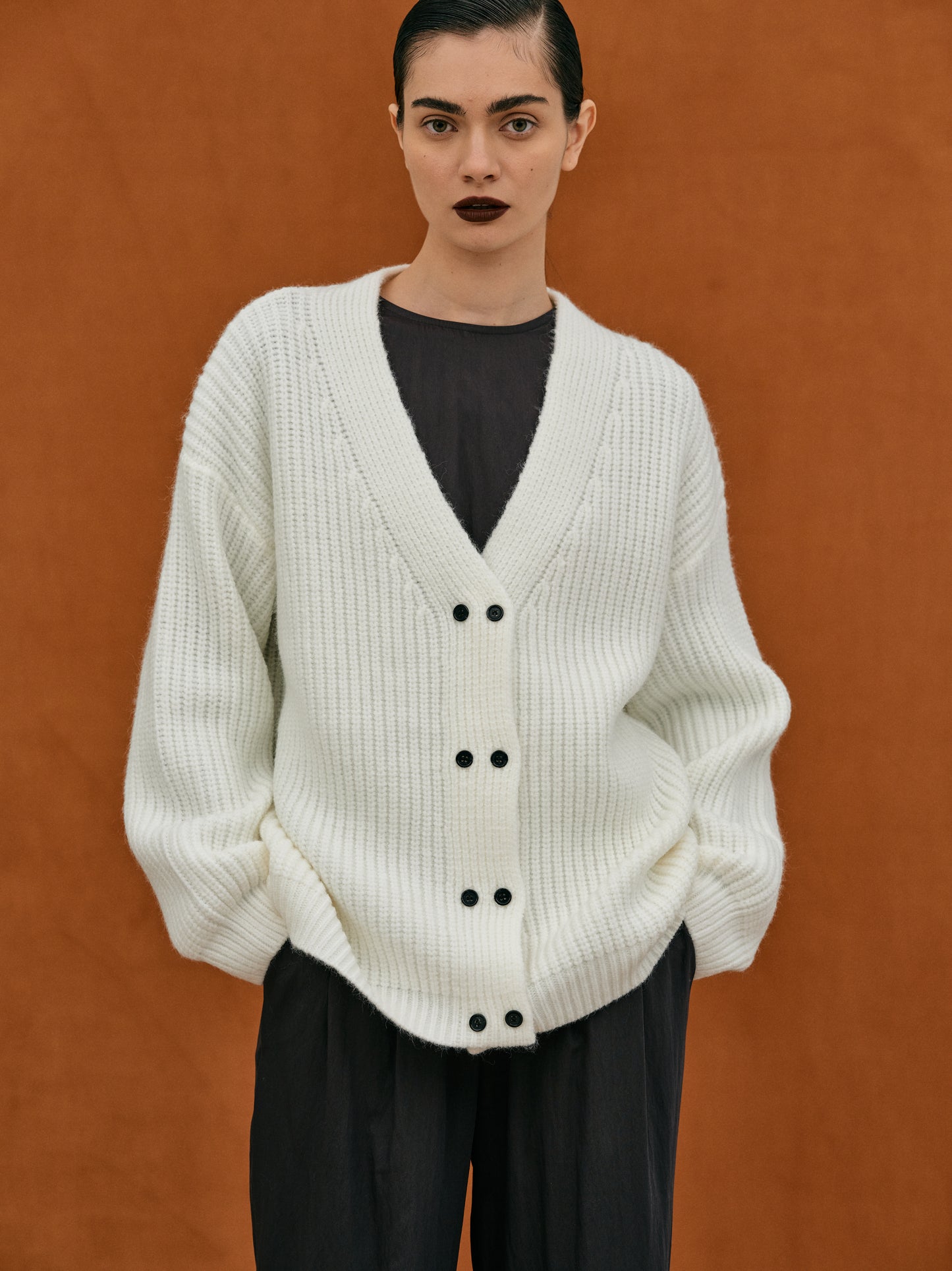 Oversized Rib Cardigan, White