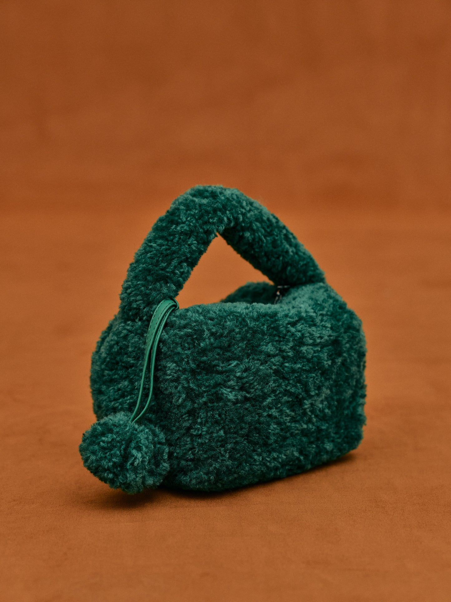 Shearling Mini Tote, Pine Green