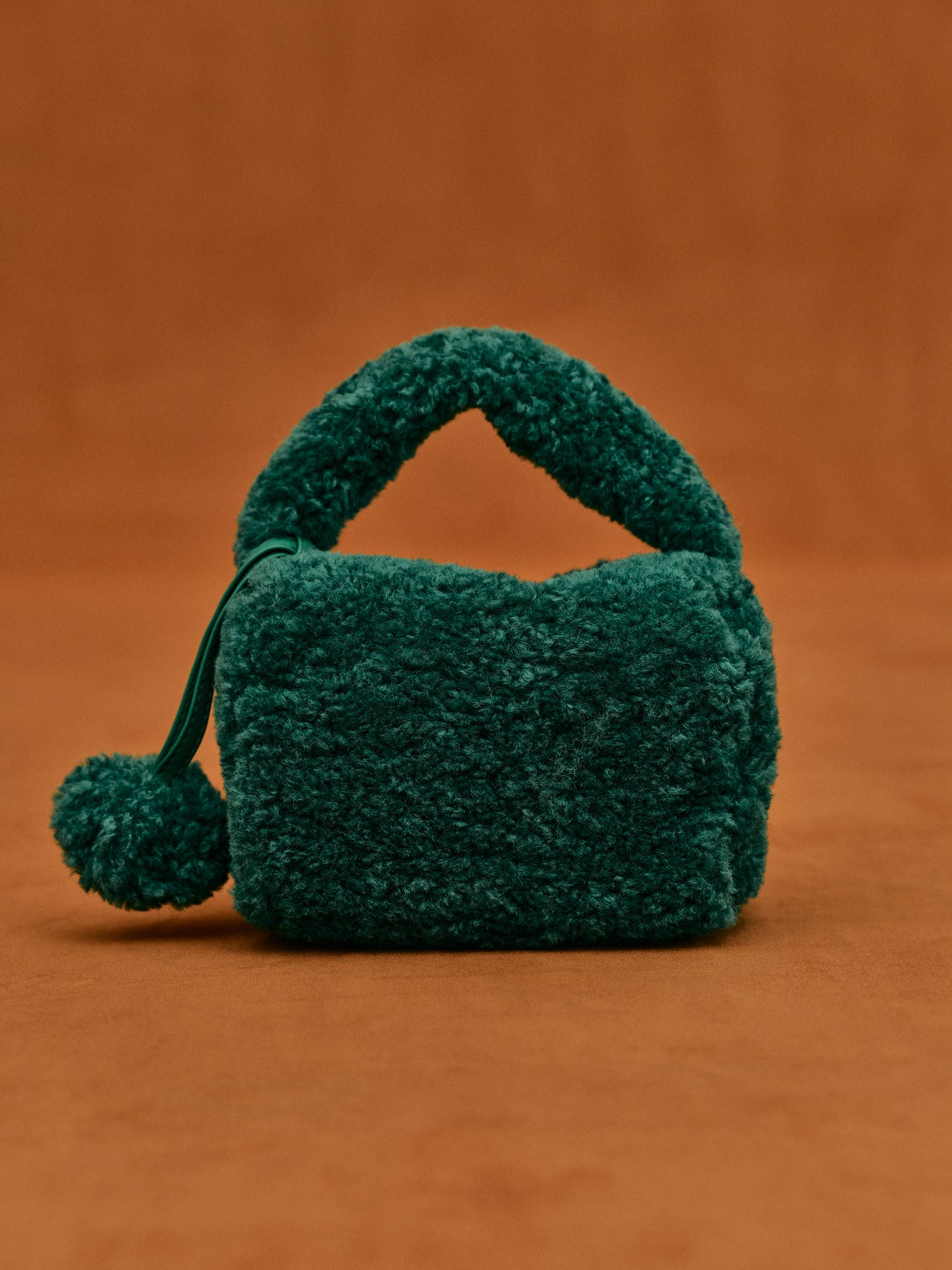 Shearling Mini Tote, Pine Green