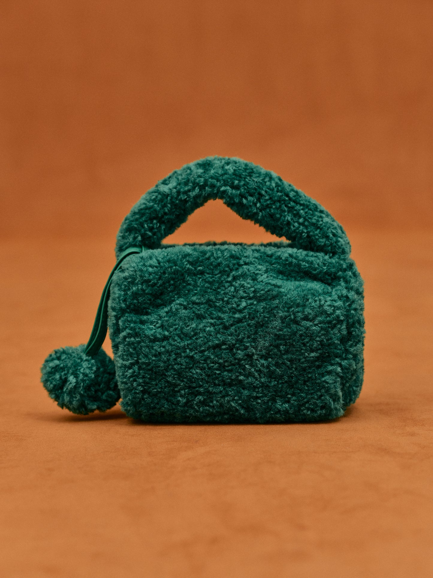 Shearling Mini Tote, Pine Green