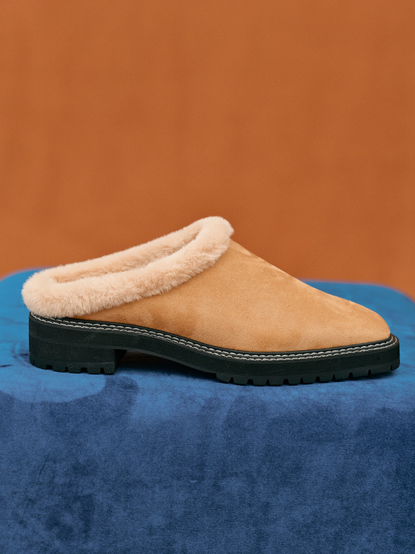 Shearling Lug Sole Mule, Harvest