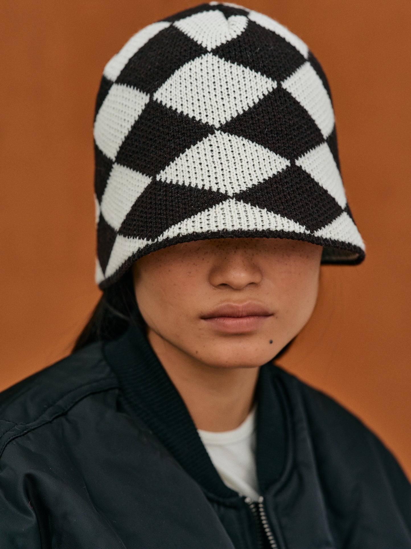 Brimless Knit Bucket Hat, Black