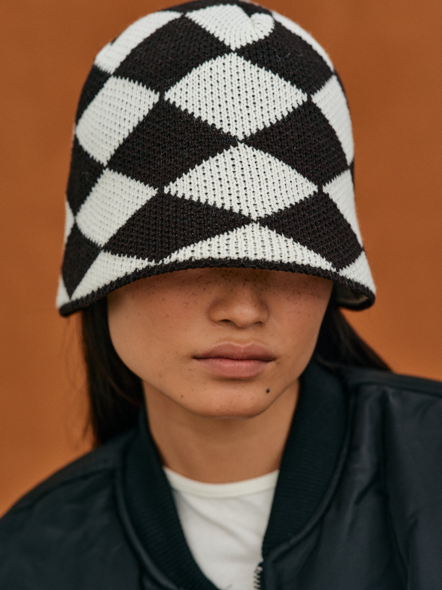Brimless Knit Bucket Hat, Black