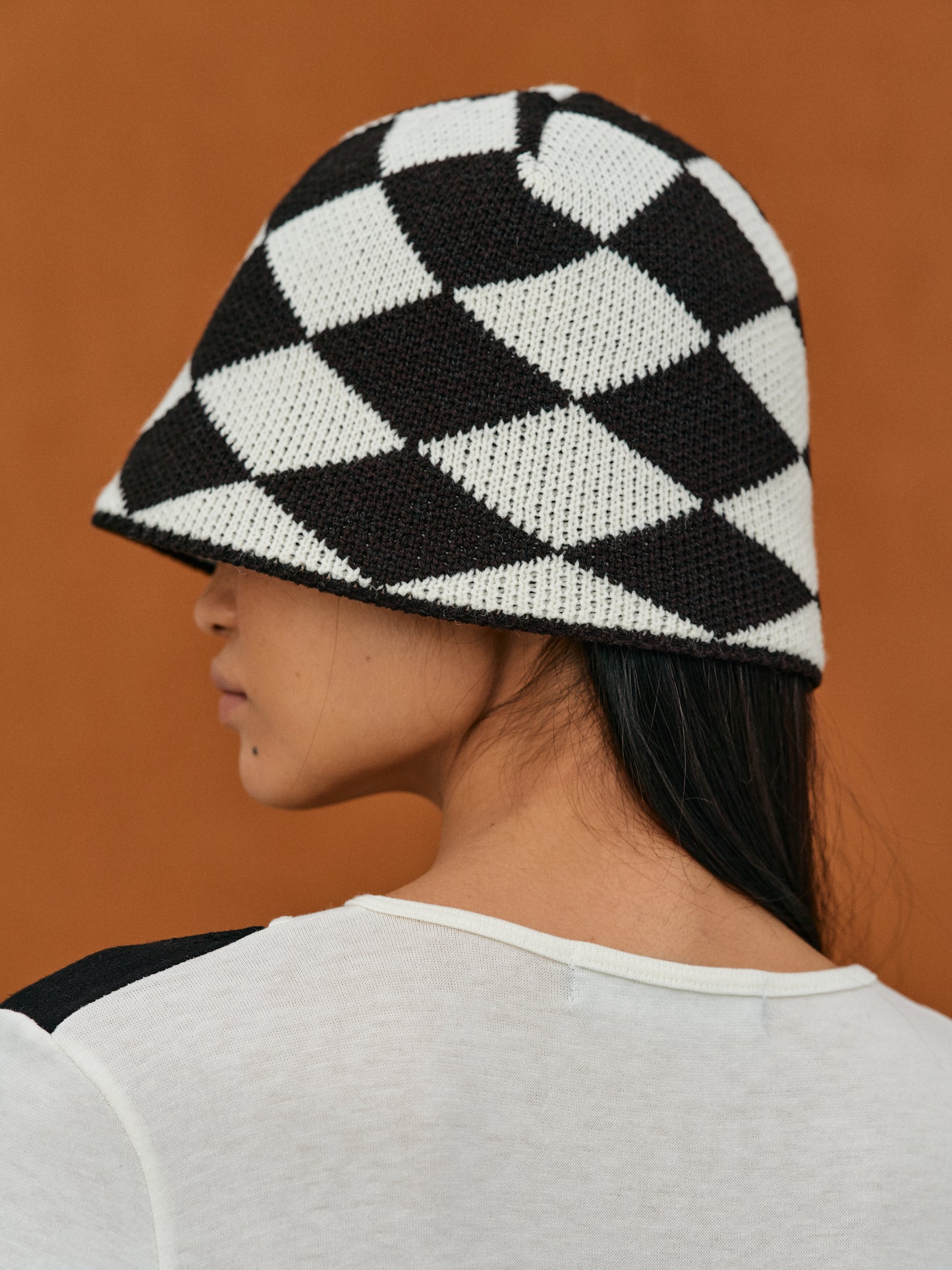 Brimless Knit Bucket Hat, Black