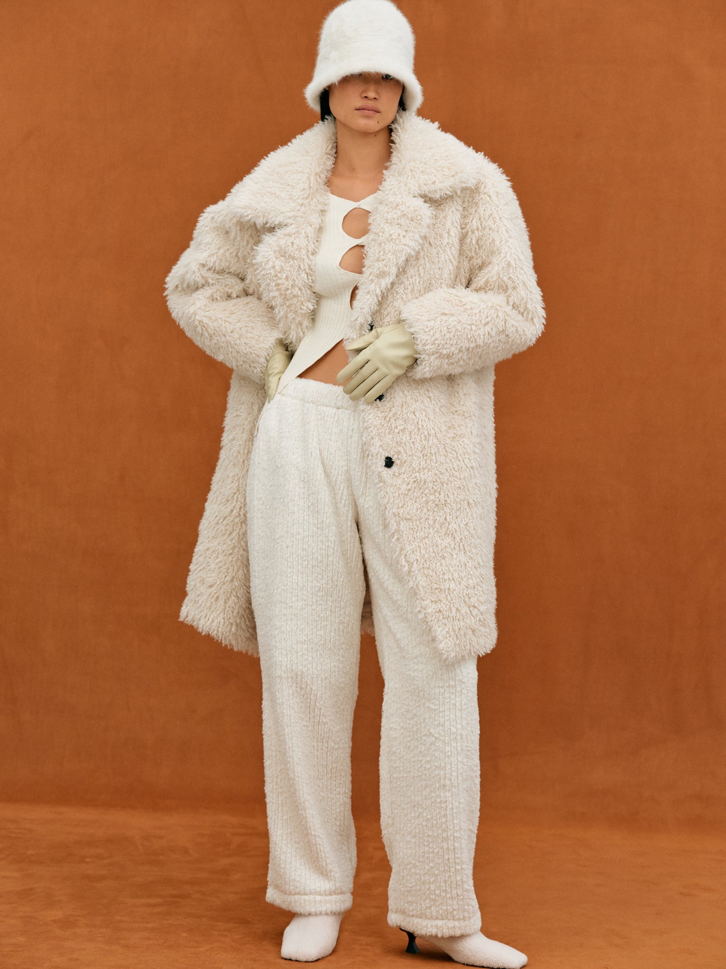 Soft Furry Knit Pants, Milk