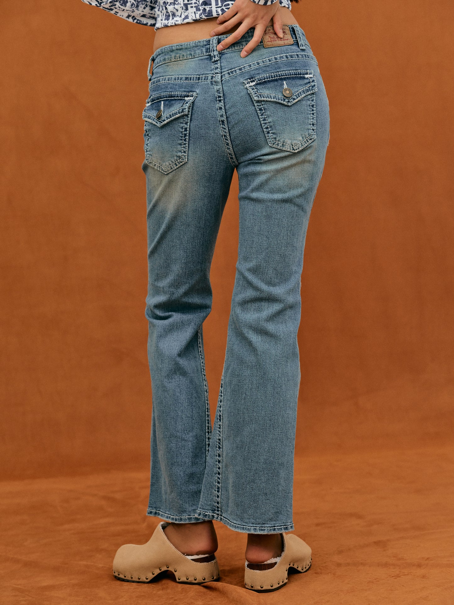 Low Rise Y2K Bootcut Jeans, Vintage Blue