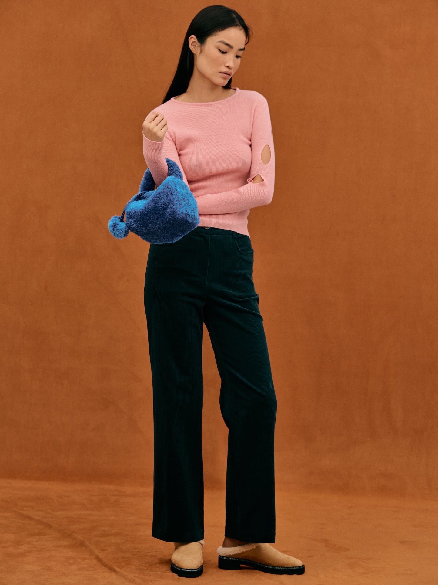 Shearling Mini Tote, Deep Teal