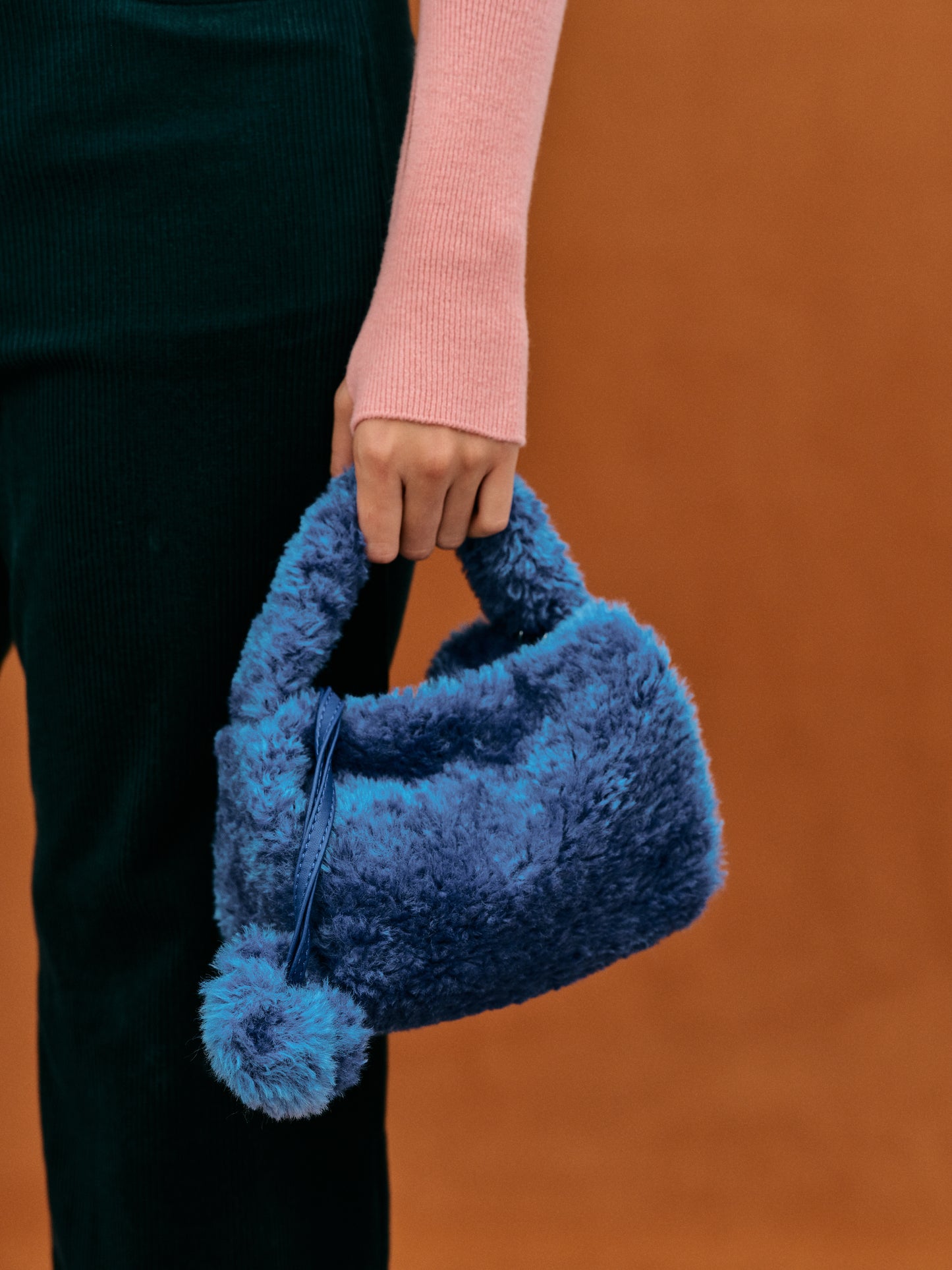 Shearling Mini Tote, Deep Teal