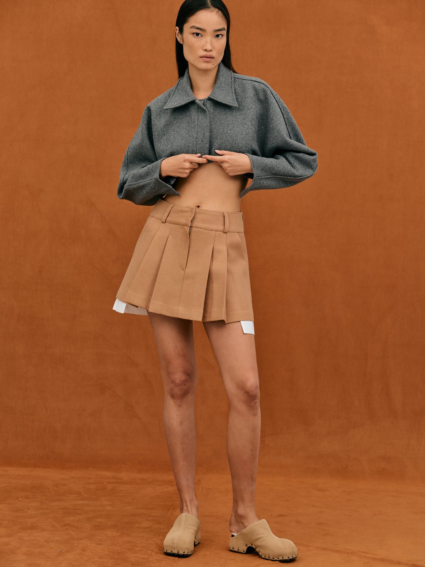 Boxy Crop Zip Jacket, Charcoal