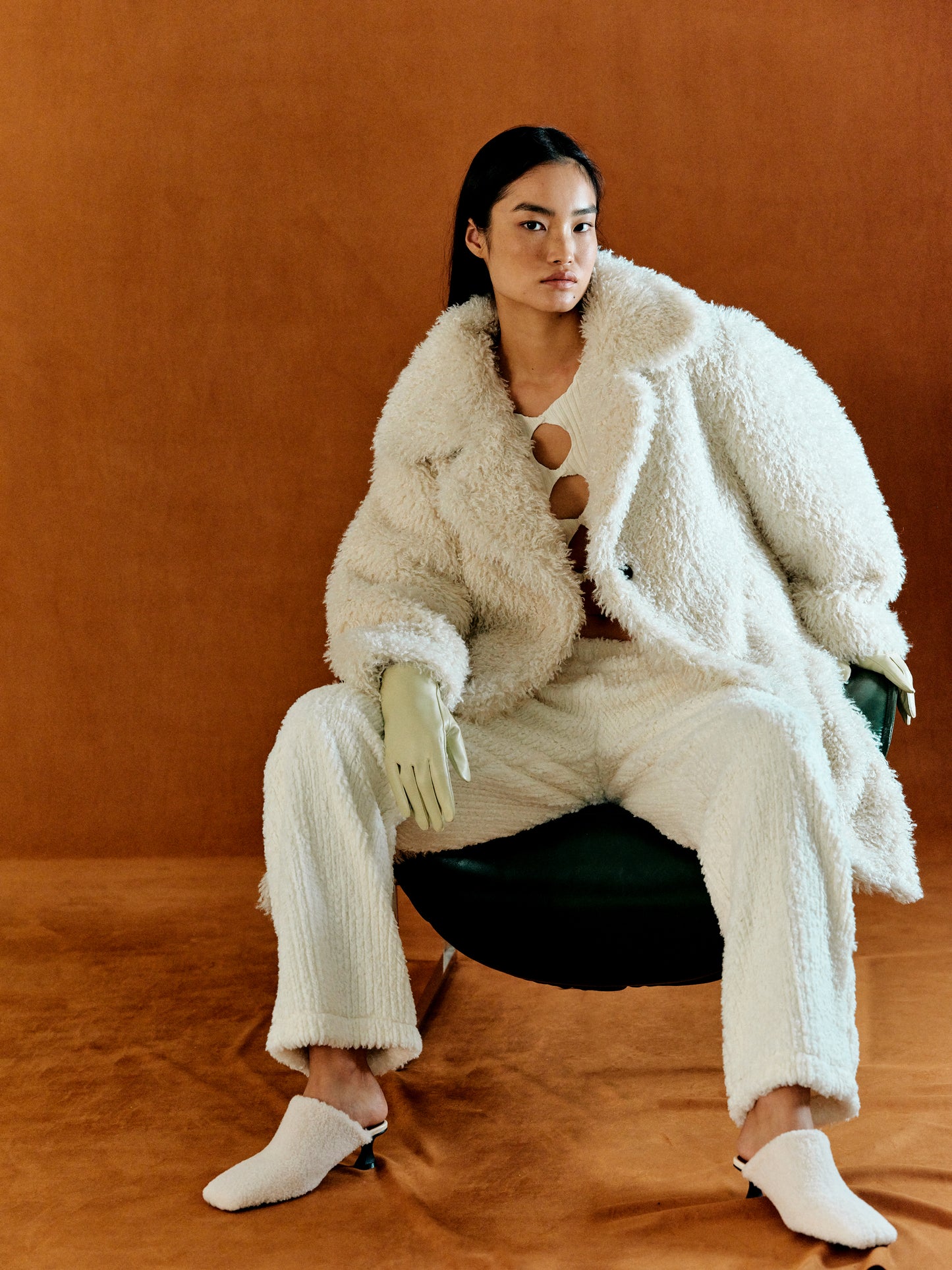 Soft Furry Knit Pants, Milk