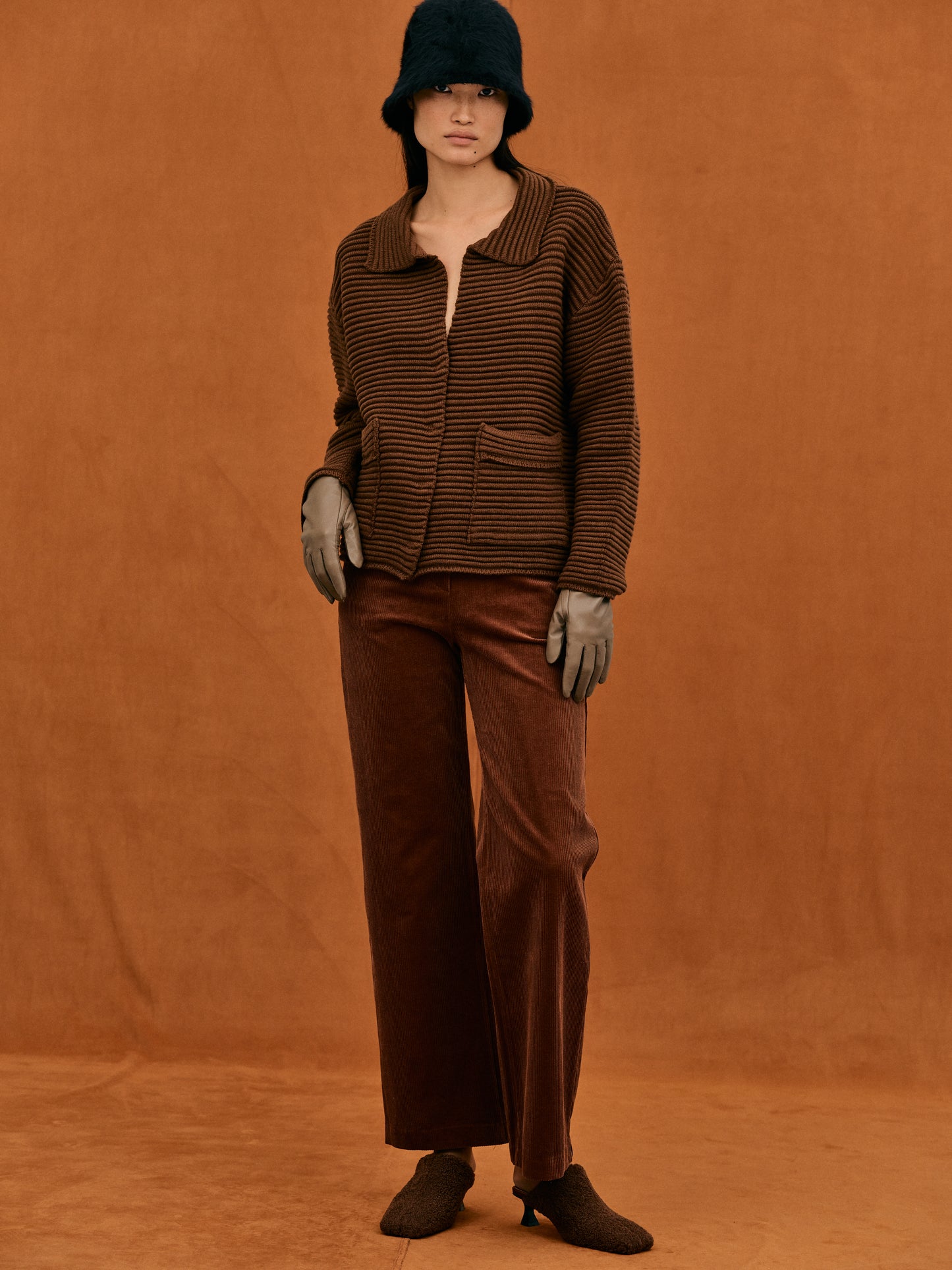 Fine Wool Puffer Jacket, Chocolate Chip