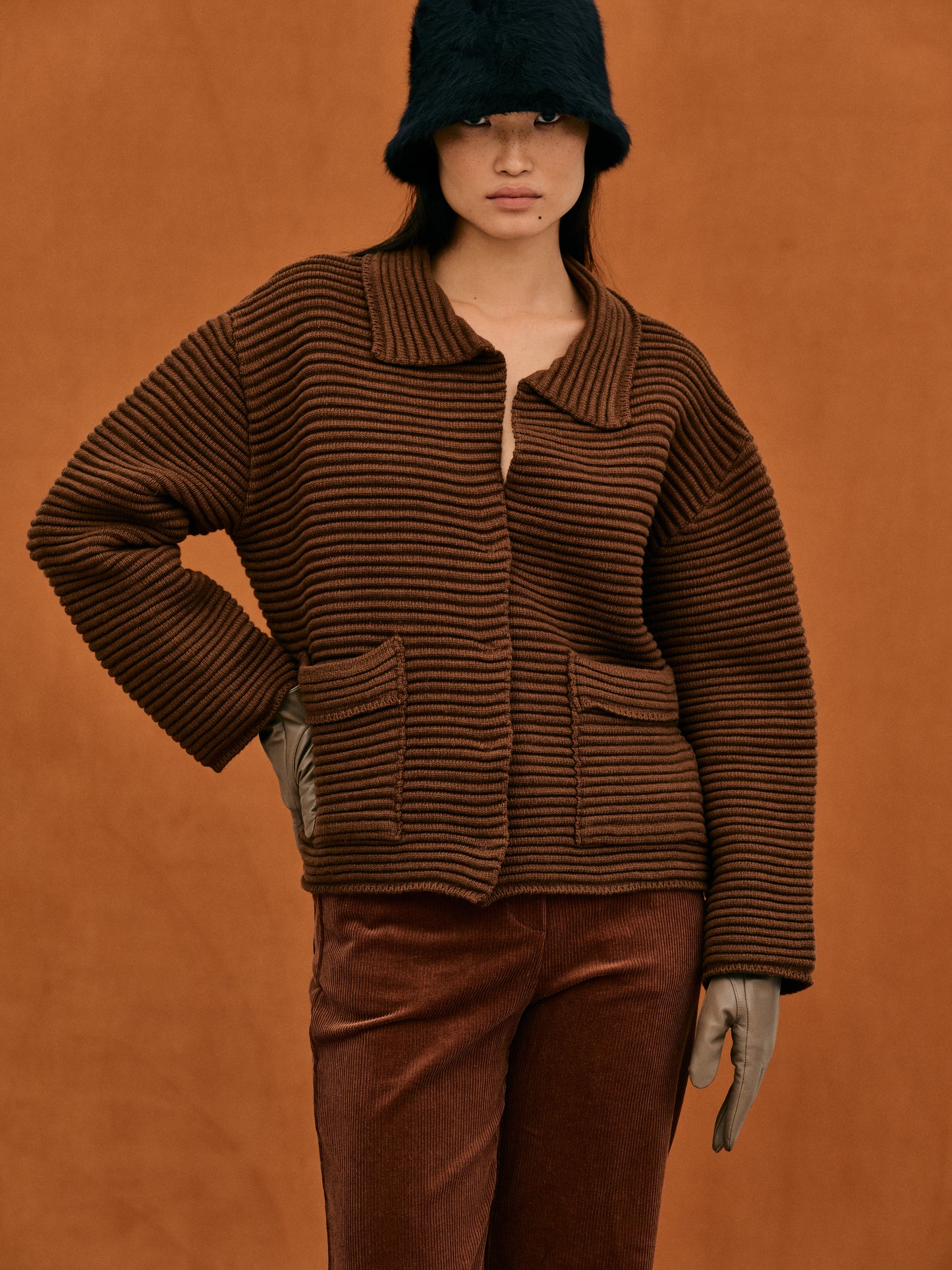 Fine Wool Puffer Jacket, Chocolate Chip