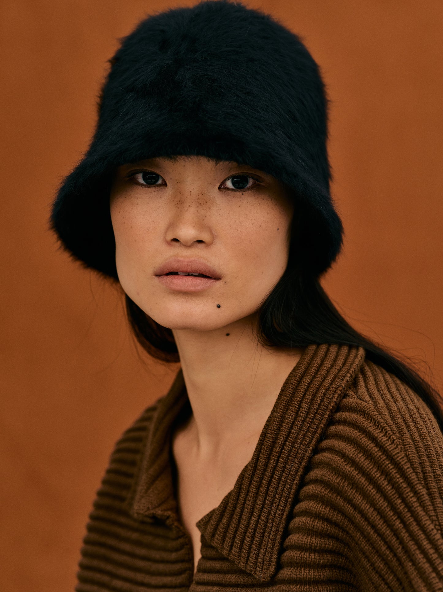 Faux Fur Bucket Hat, Black