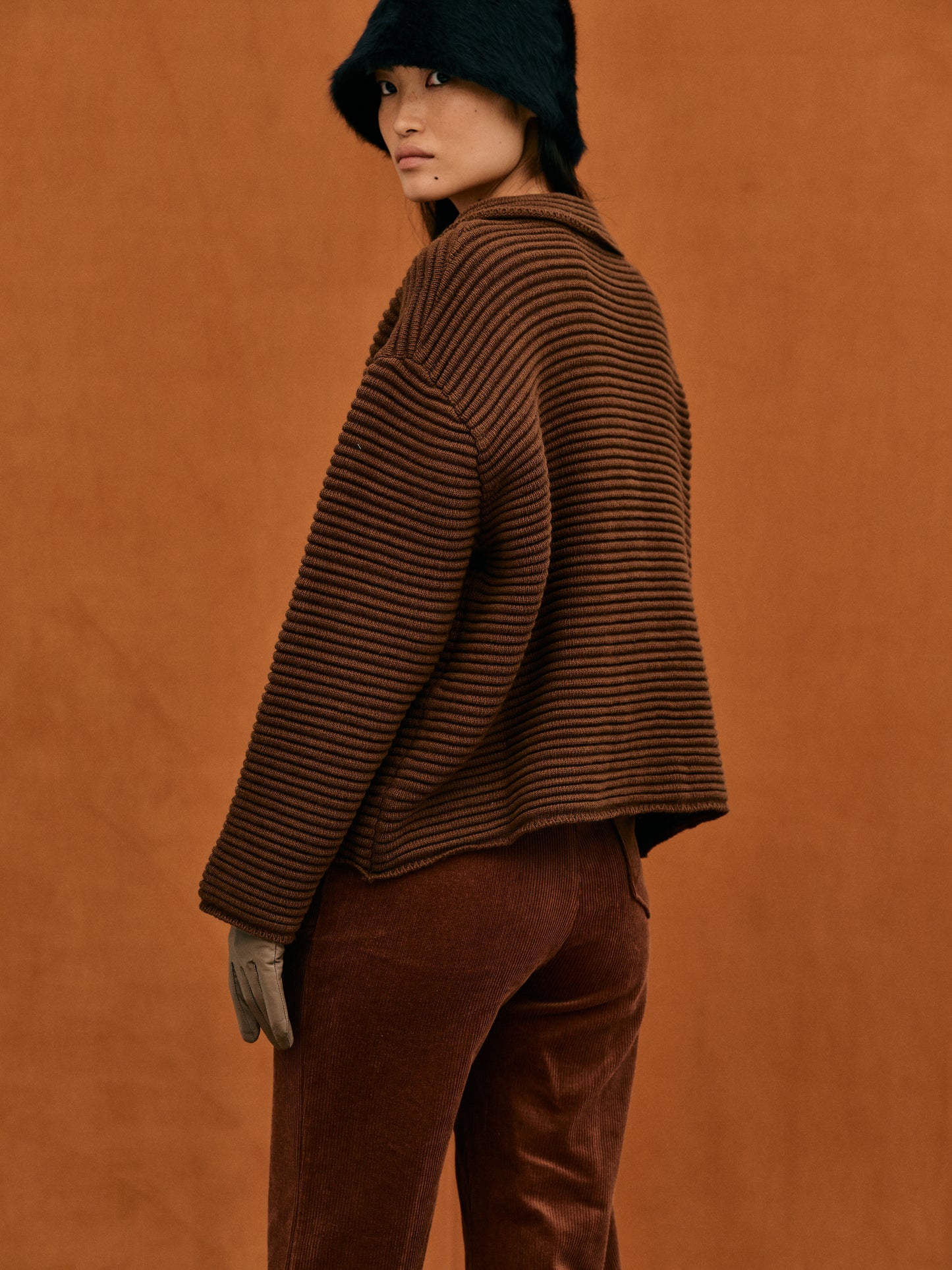 Fine Wool Puffer Jacket, Chocolate Chip