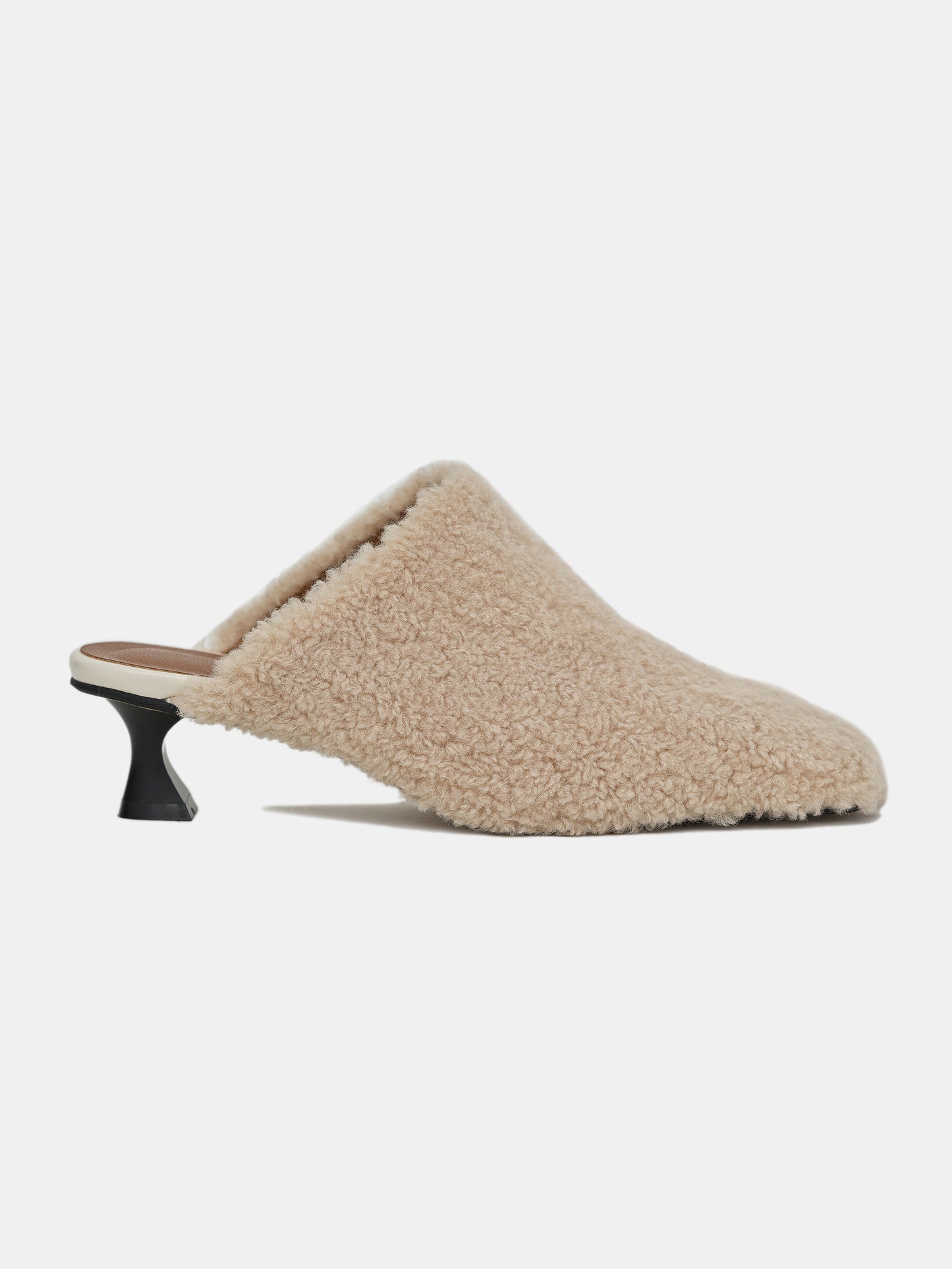 Sherpa Square Toe Mule, Beige