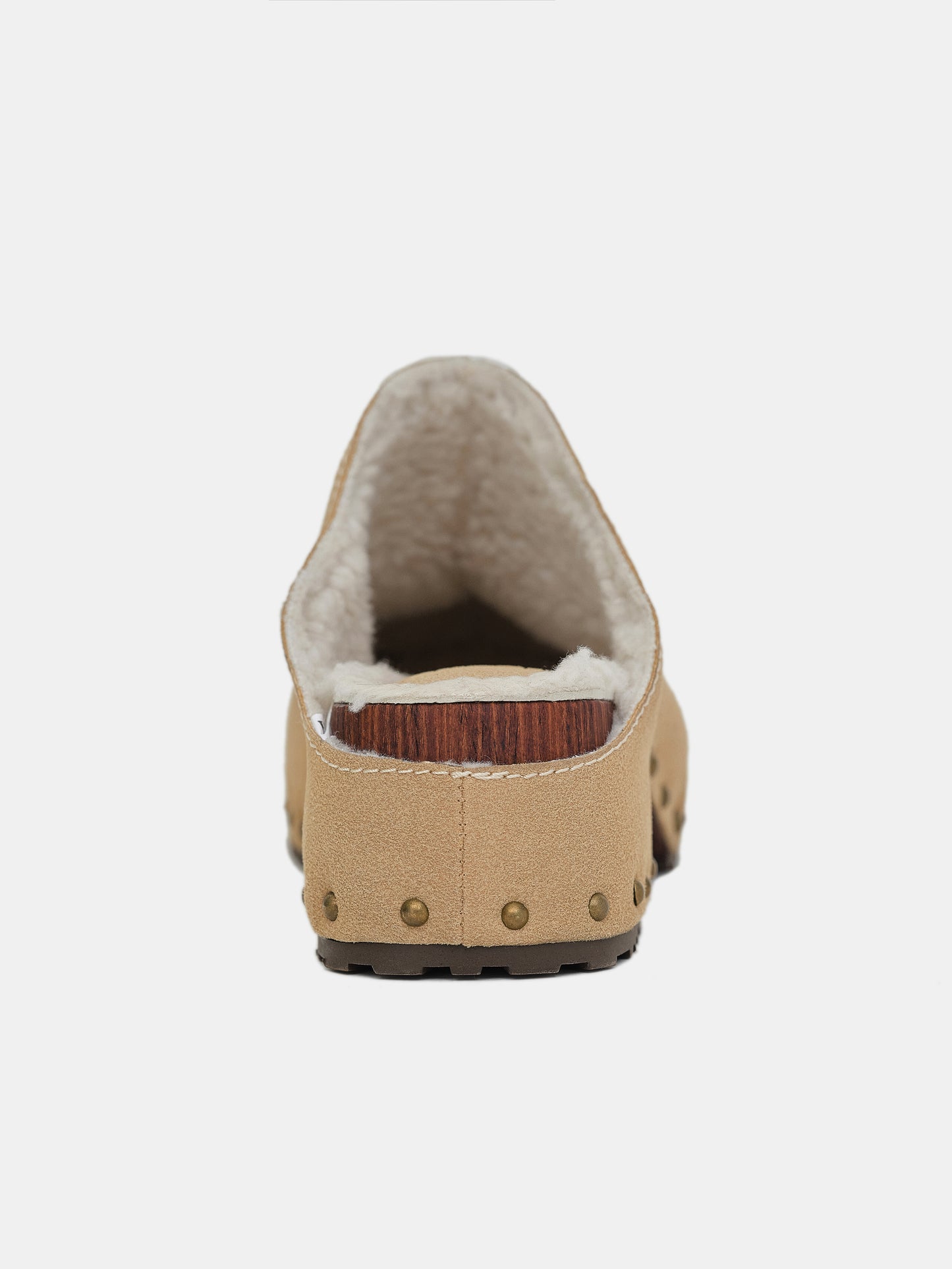 Shearling Studded Clogs, Tortilla