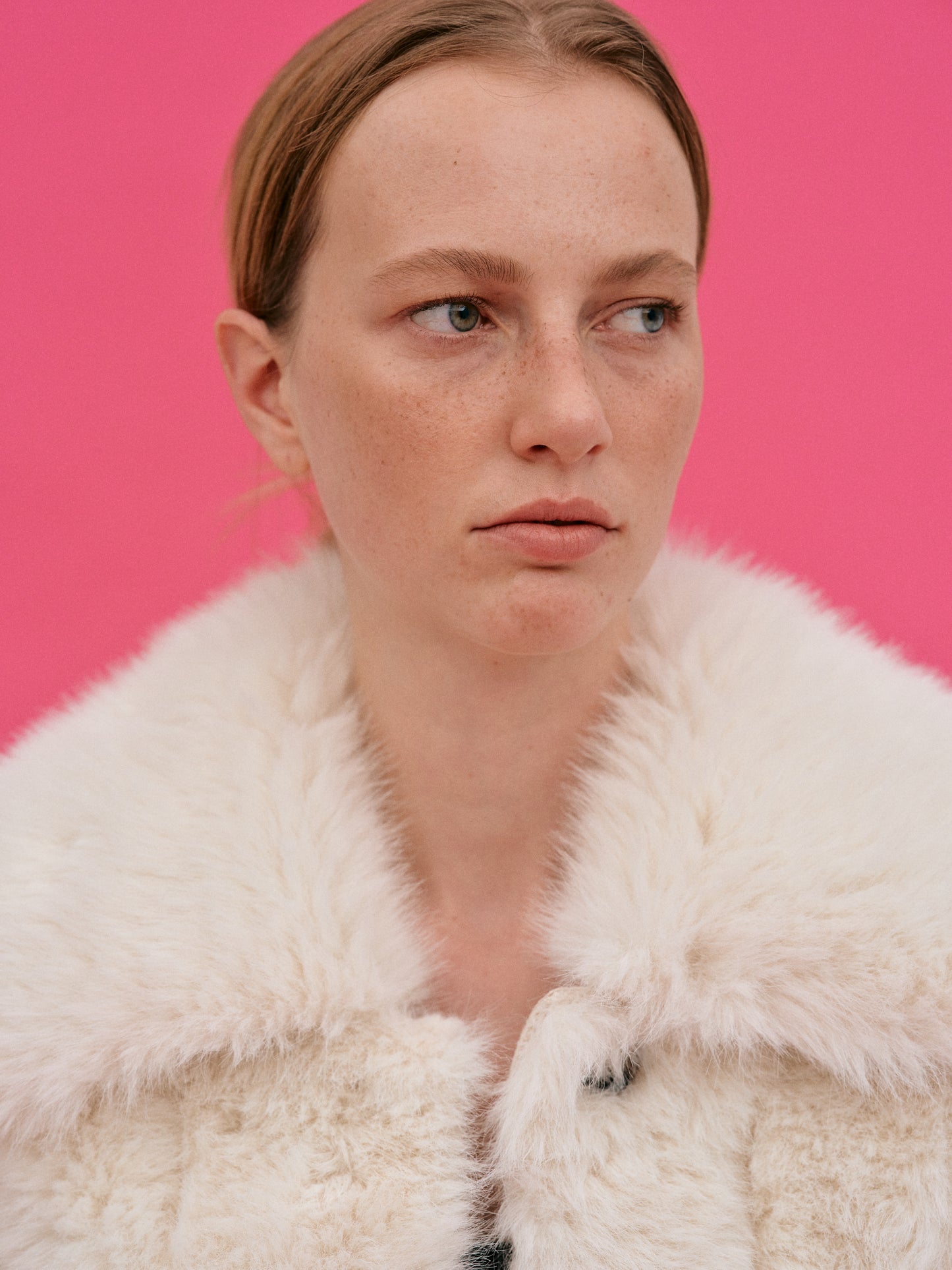 Lapels Faux Fur Coat, Cream