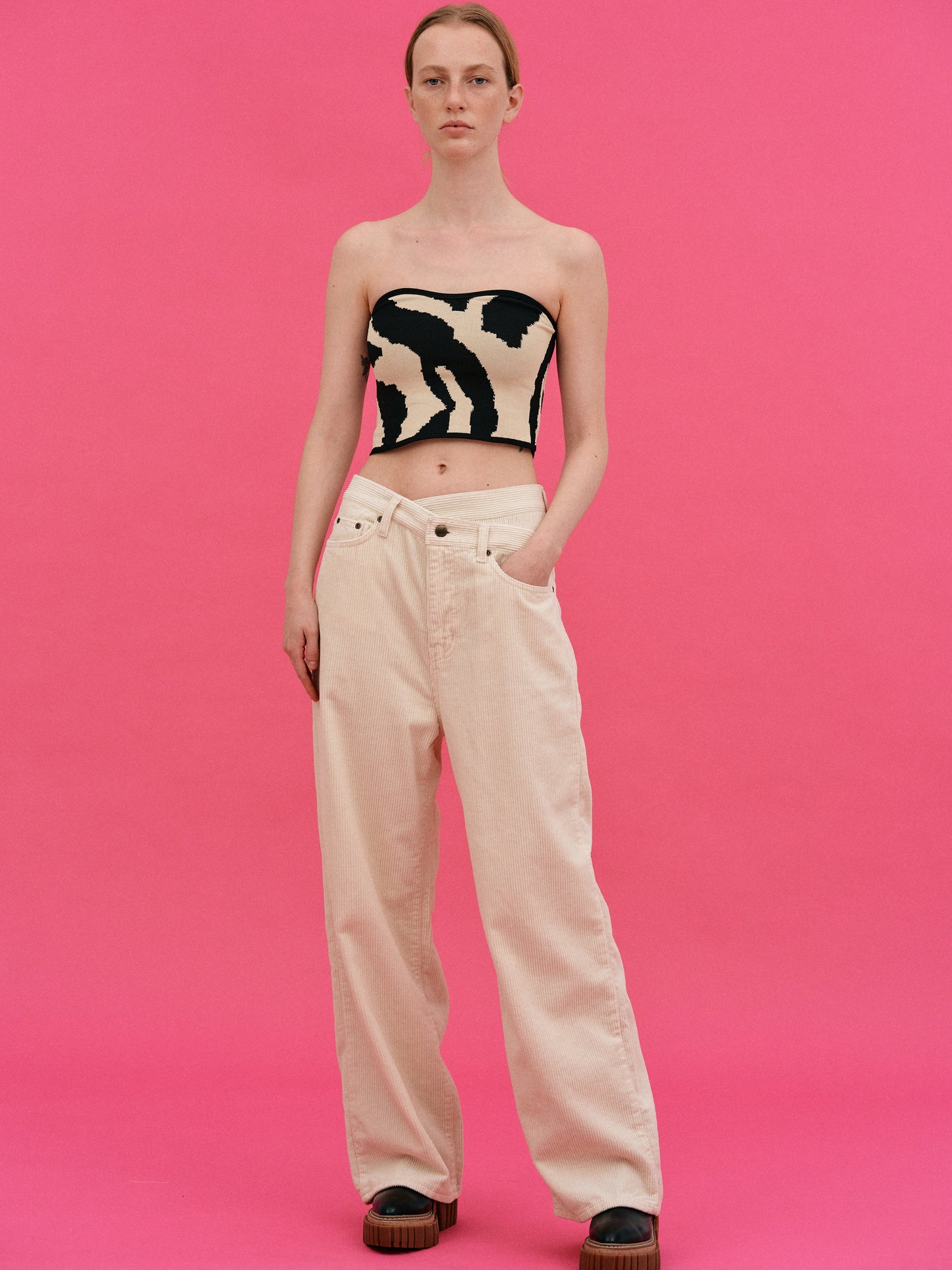 Criss Cross Corduroy Pants, Custard