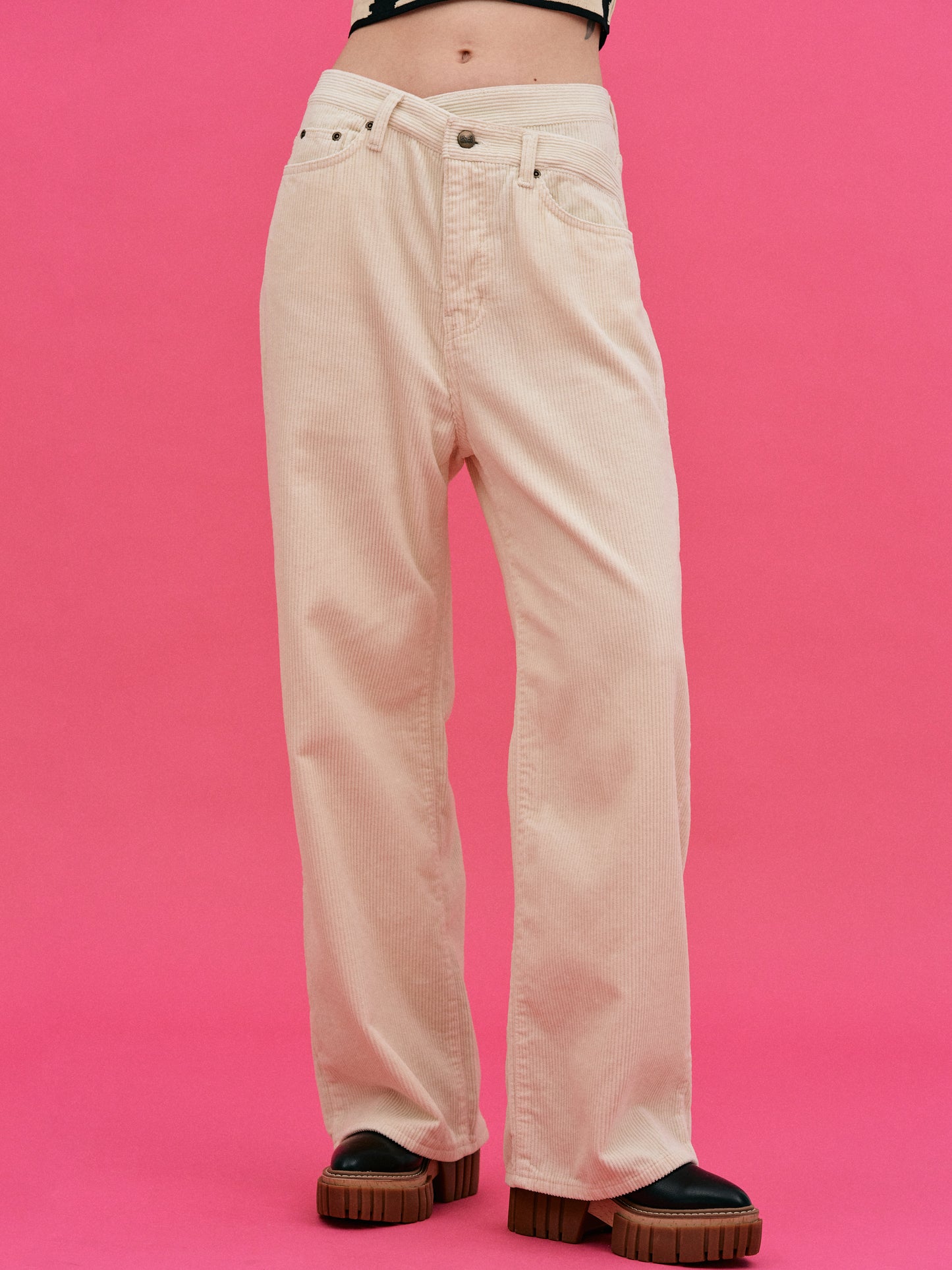 Criss Cross Corduroy Pants, Custard