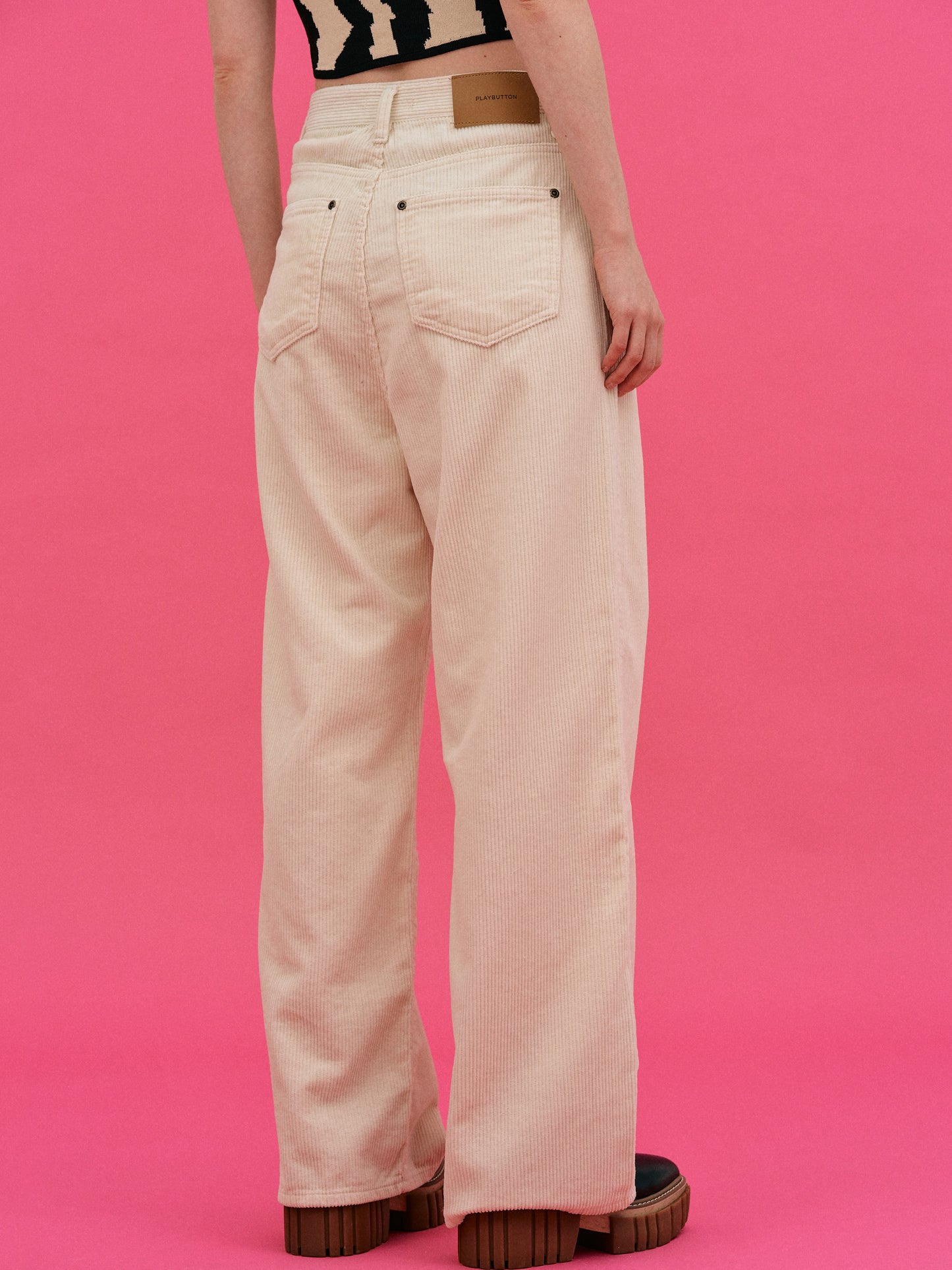 Criss Cross Corduroy Pants, Custard