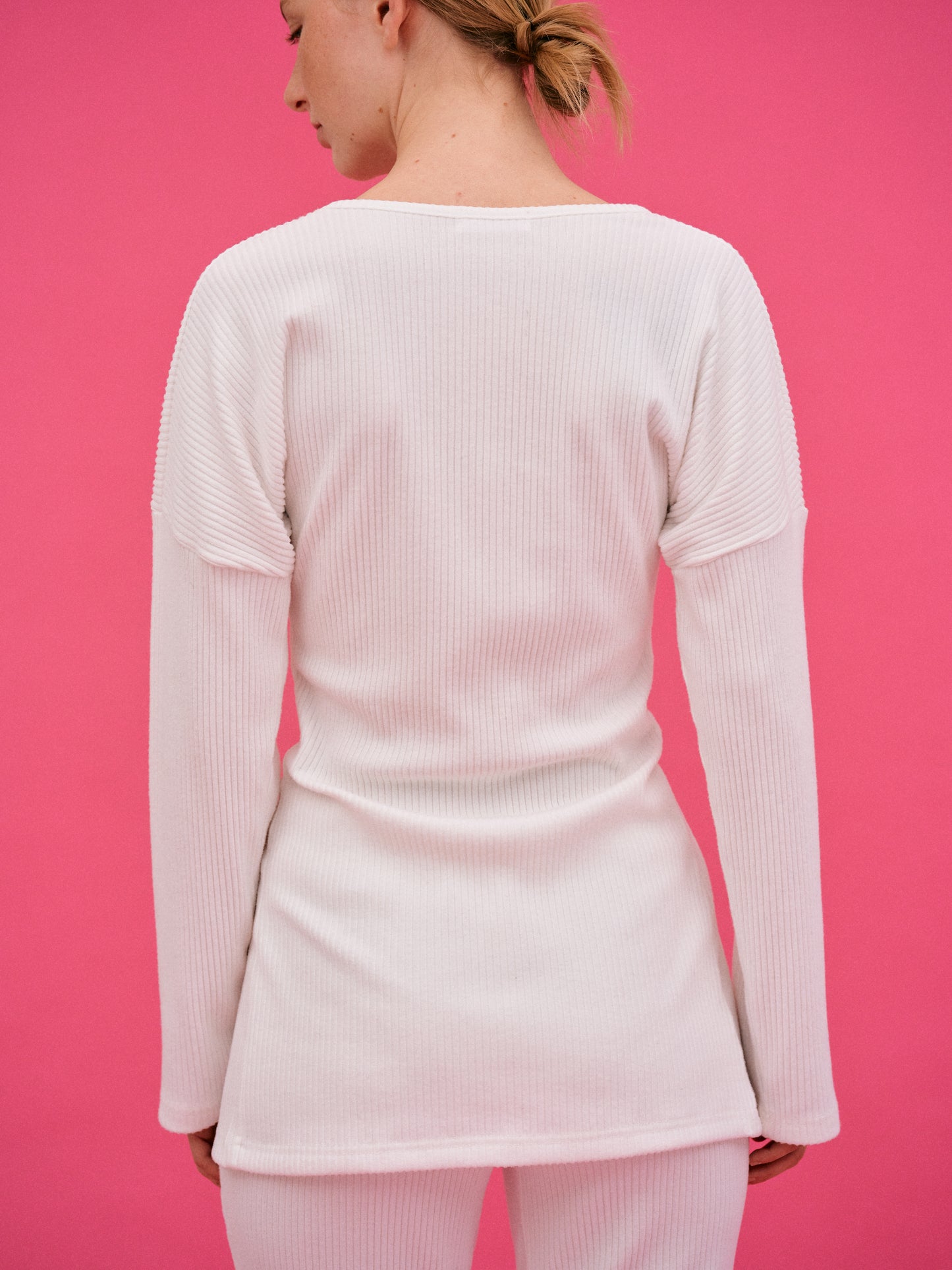 Quarter Zip Up Rib Top, True White