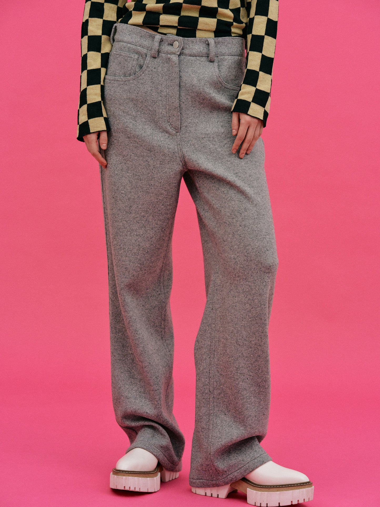 Wool Blend Winter Trousers, Grey