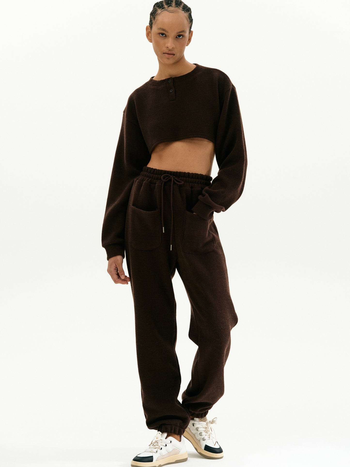 Crop Rib Lounge Knit Top, Oxide