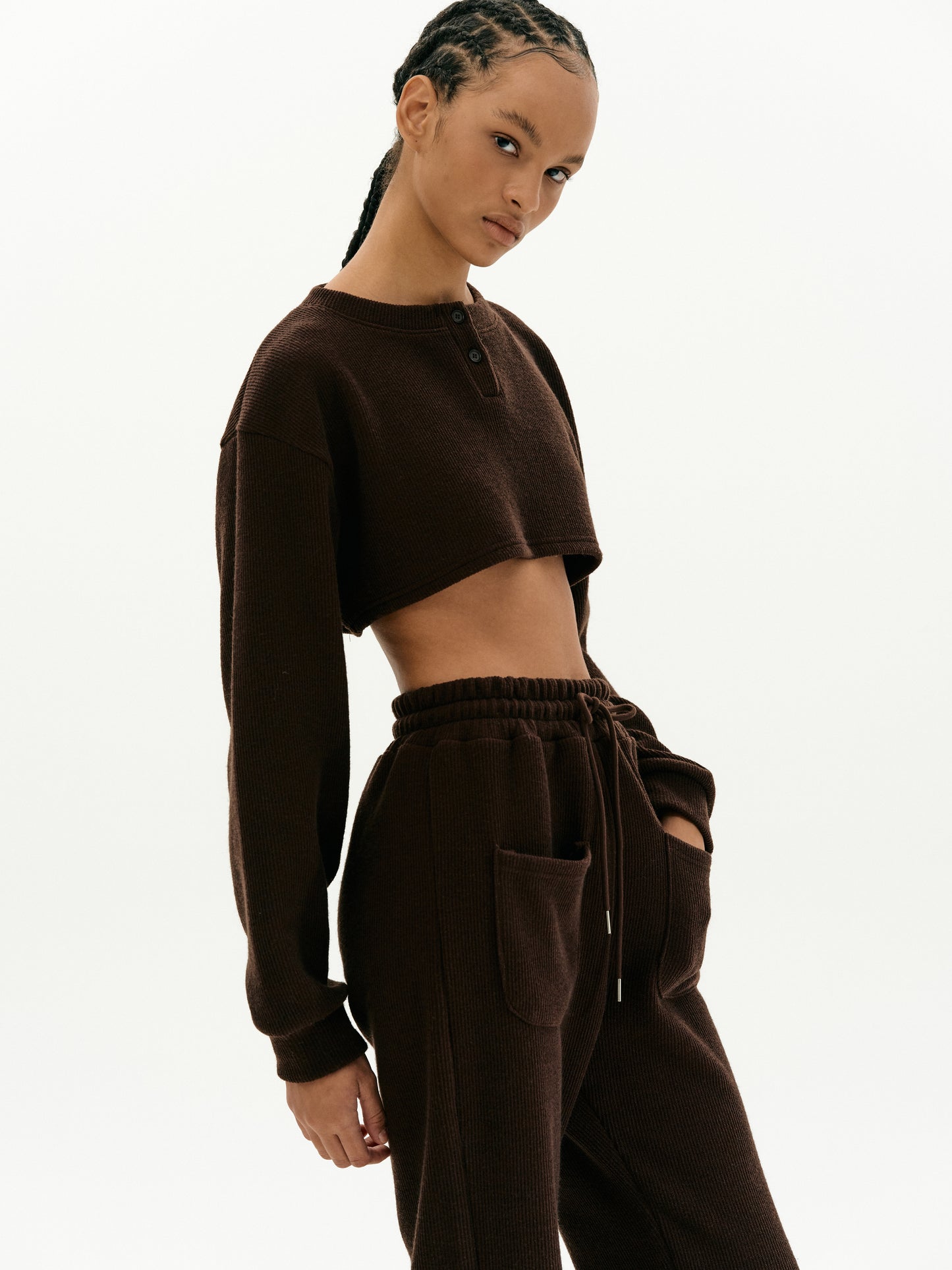 Crop Rib Lounge Knit Top, Oxide