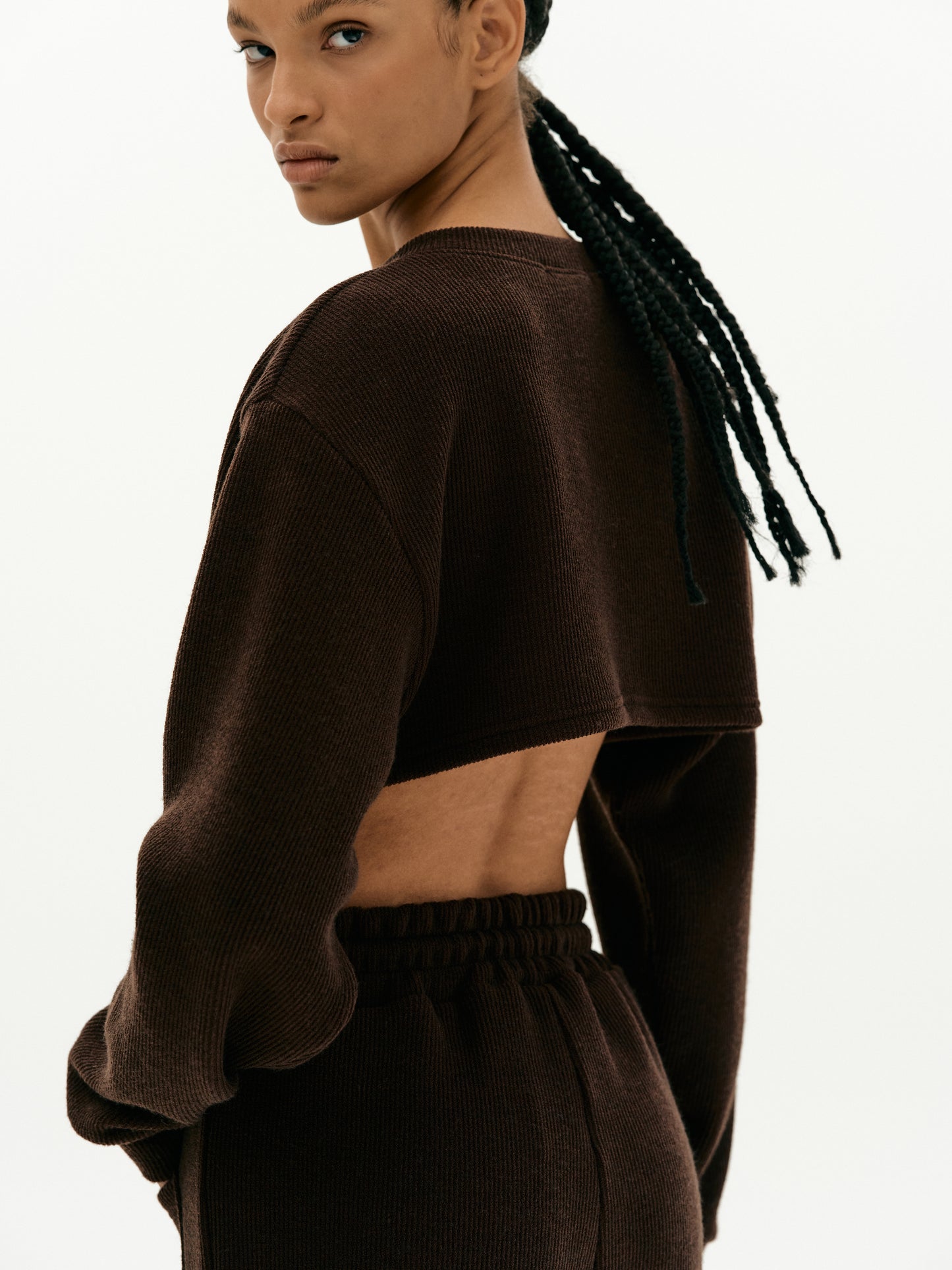 Crop Rib Lounge Knit Top, Oxide