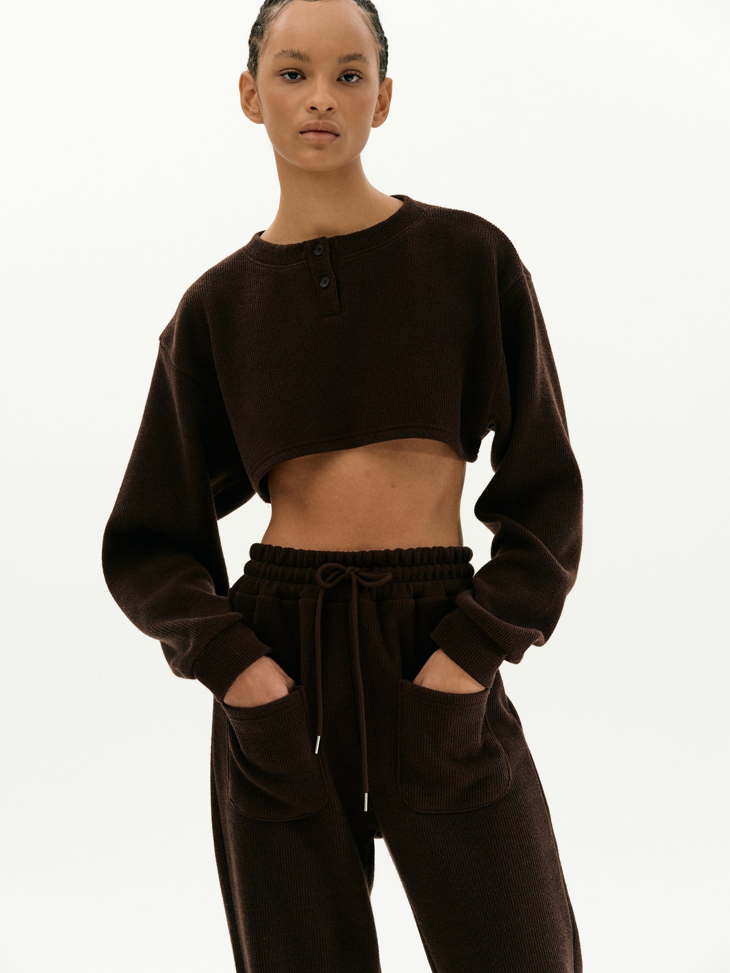 Crop Rib Lounge Knit Top, Oxide