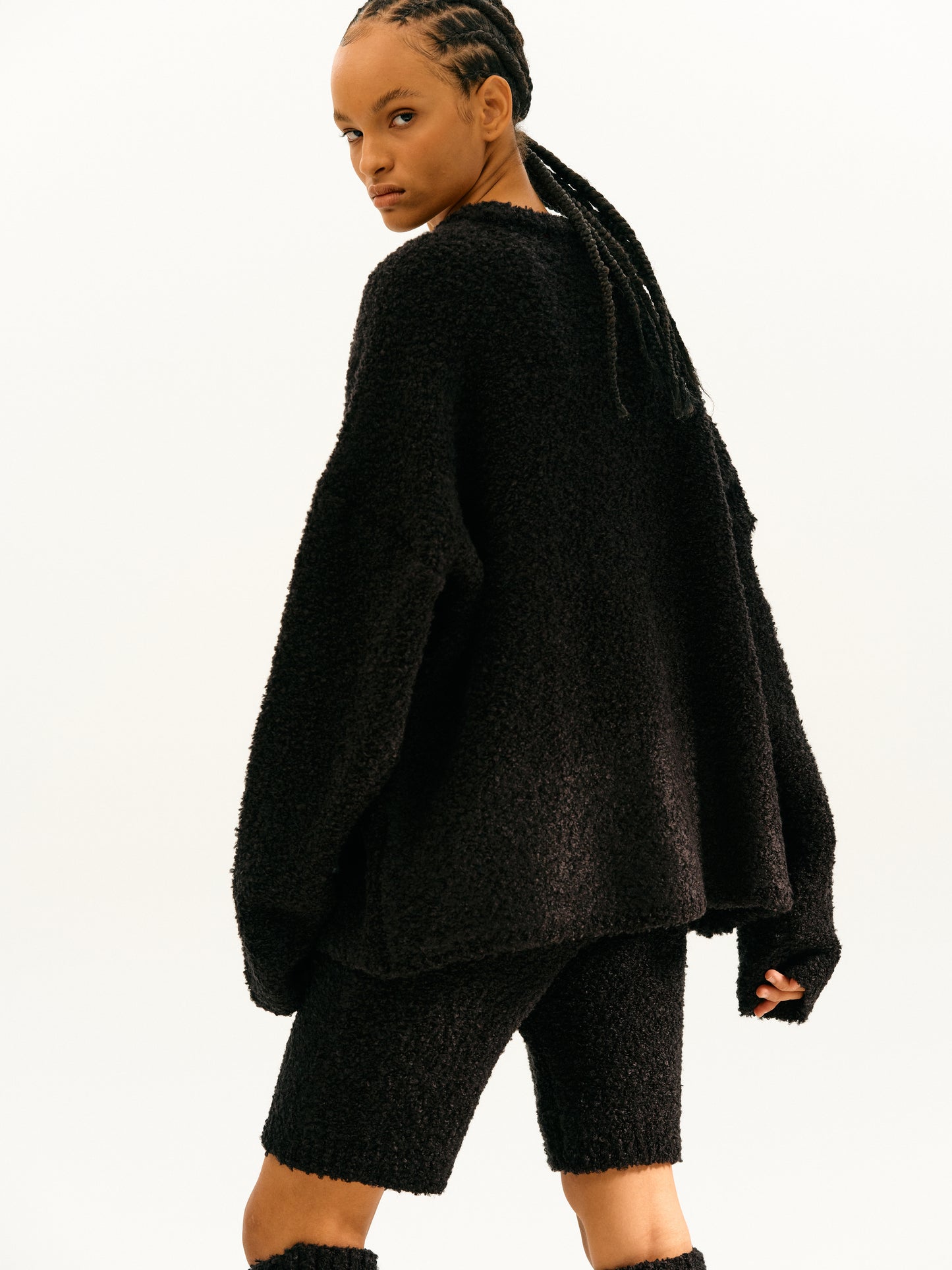 3 Piece Cozy Bouclé Sweater Set, Black