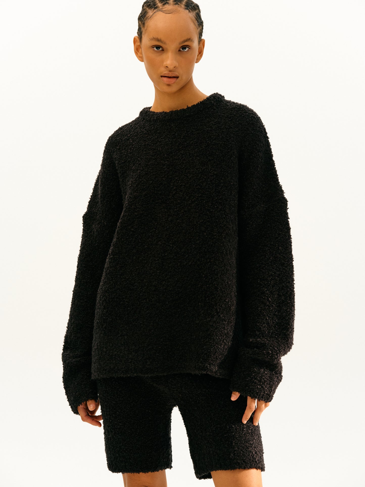 3 Piece Cozy Bouclé Sweater Set, Black