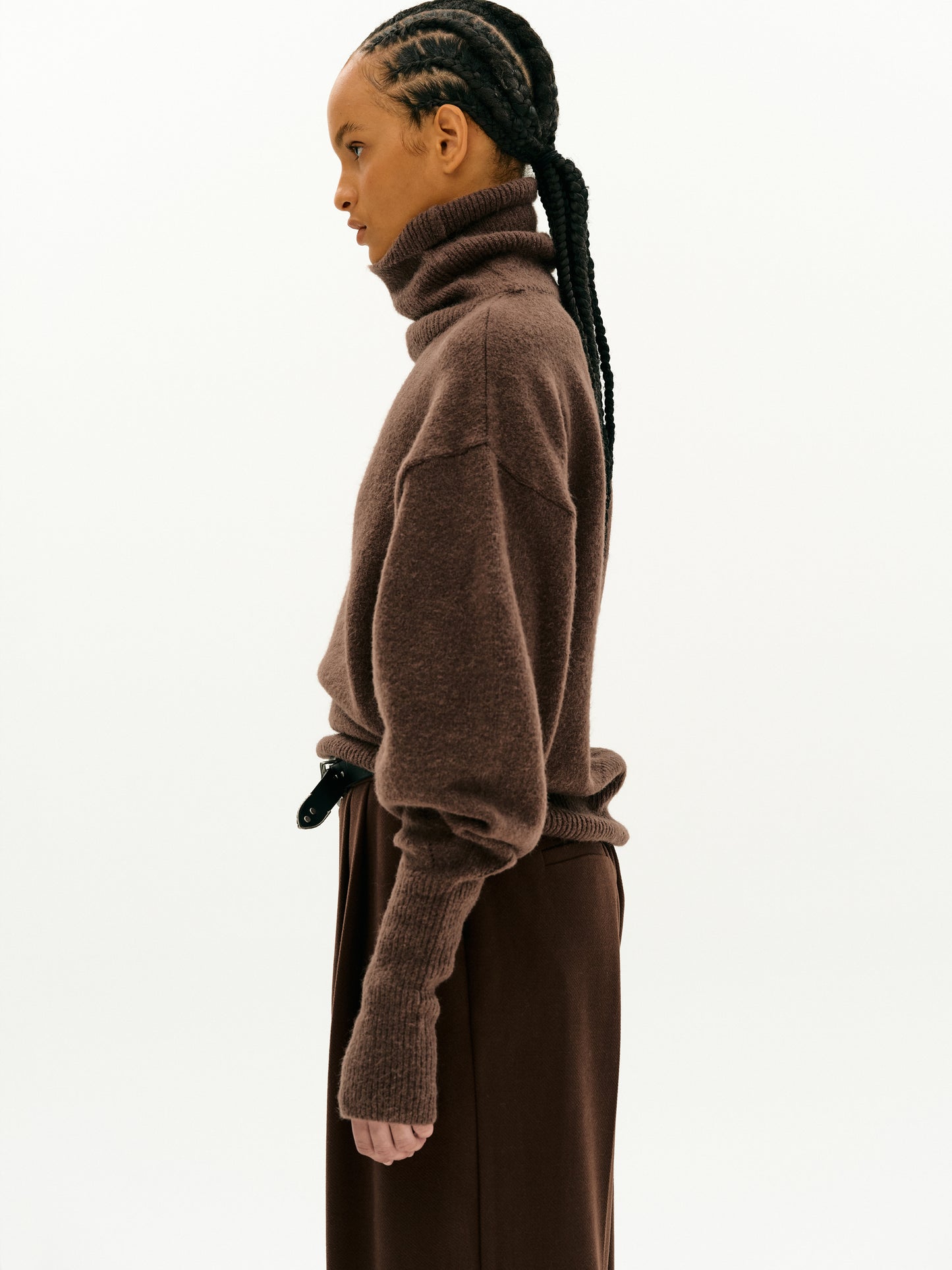 Wide Dolman Turtleneck Sweater, Pecan