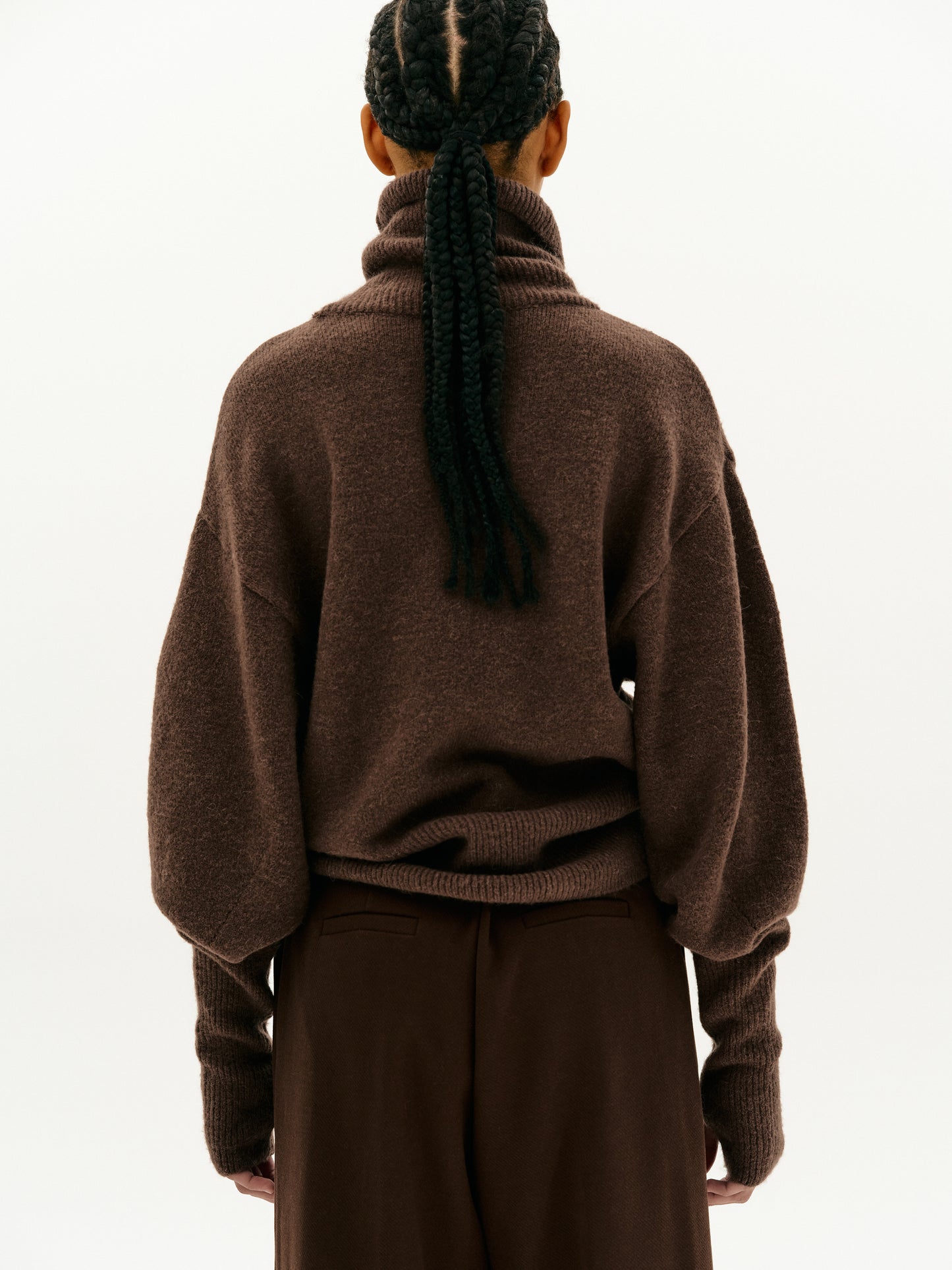 Wide Dolman Turtleneck Sweater, Pecan