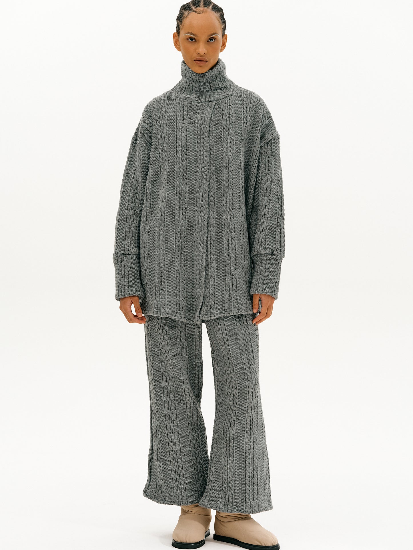 Cape Turtleneck Pullover, Charcoal Grey