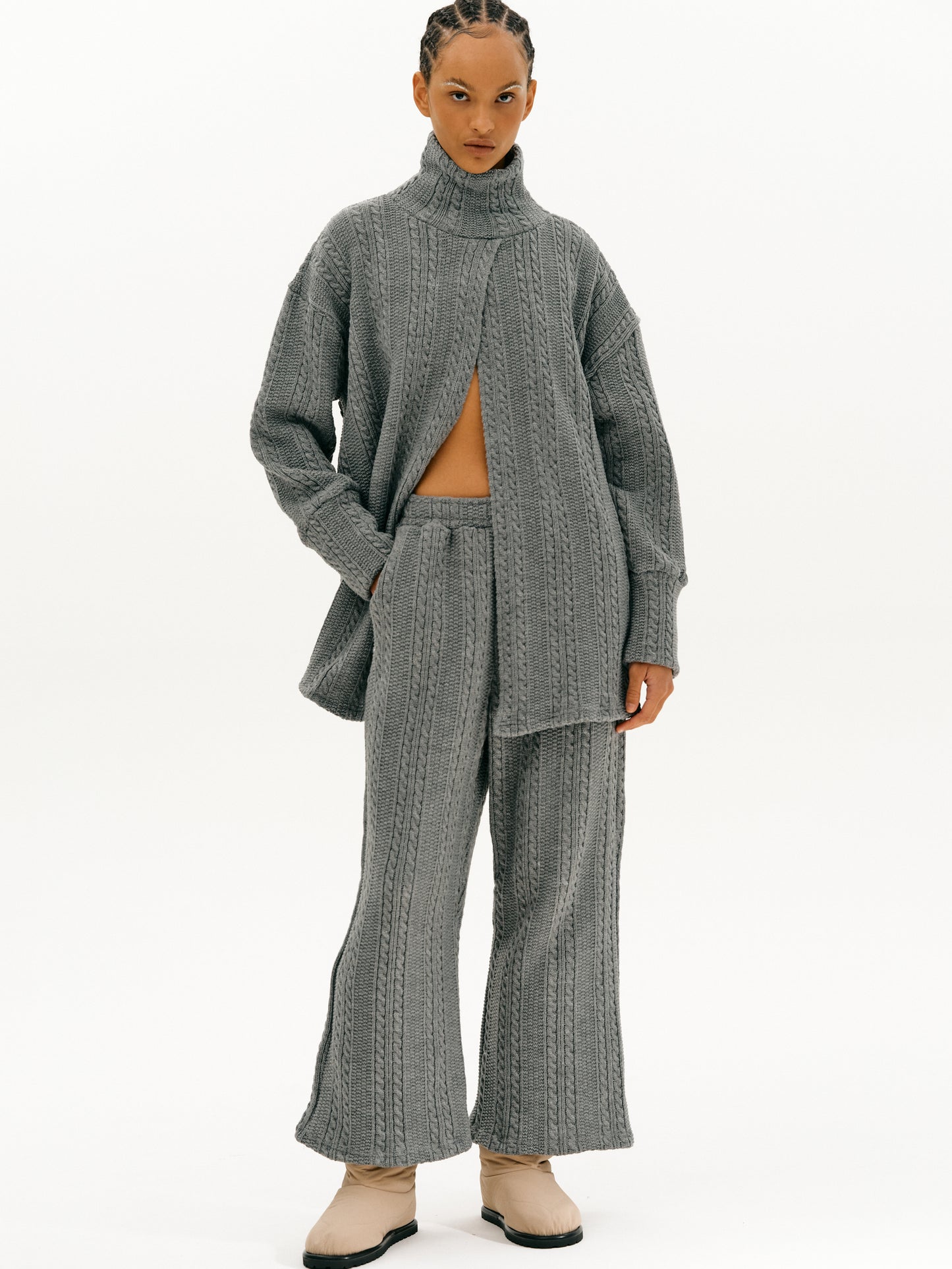 Cape Turtleneck Pullover, Charcoal Grey