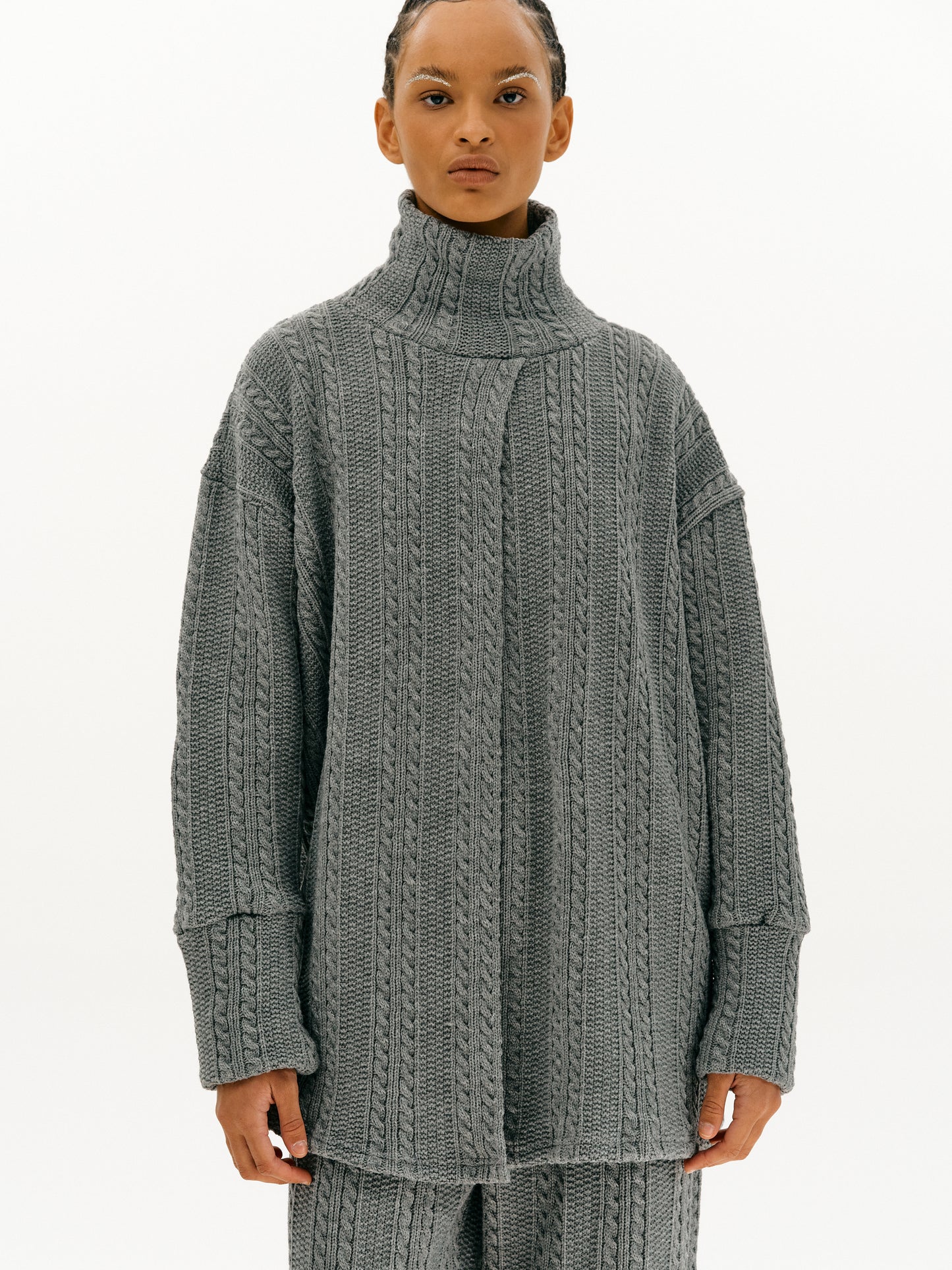 Cape Turtleneck Pullover, Charcoal Grey