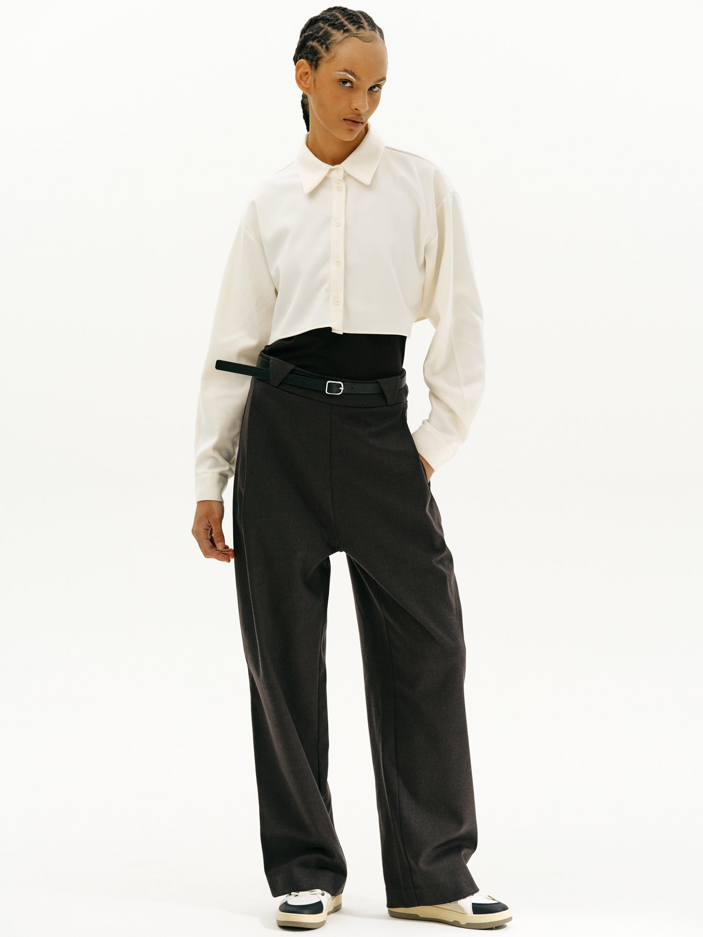 Belted Suit Trousers, Asphalt