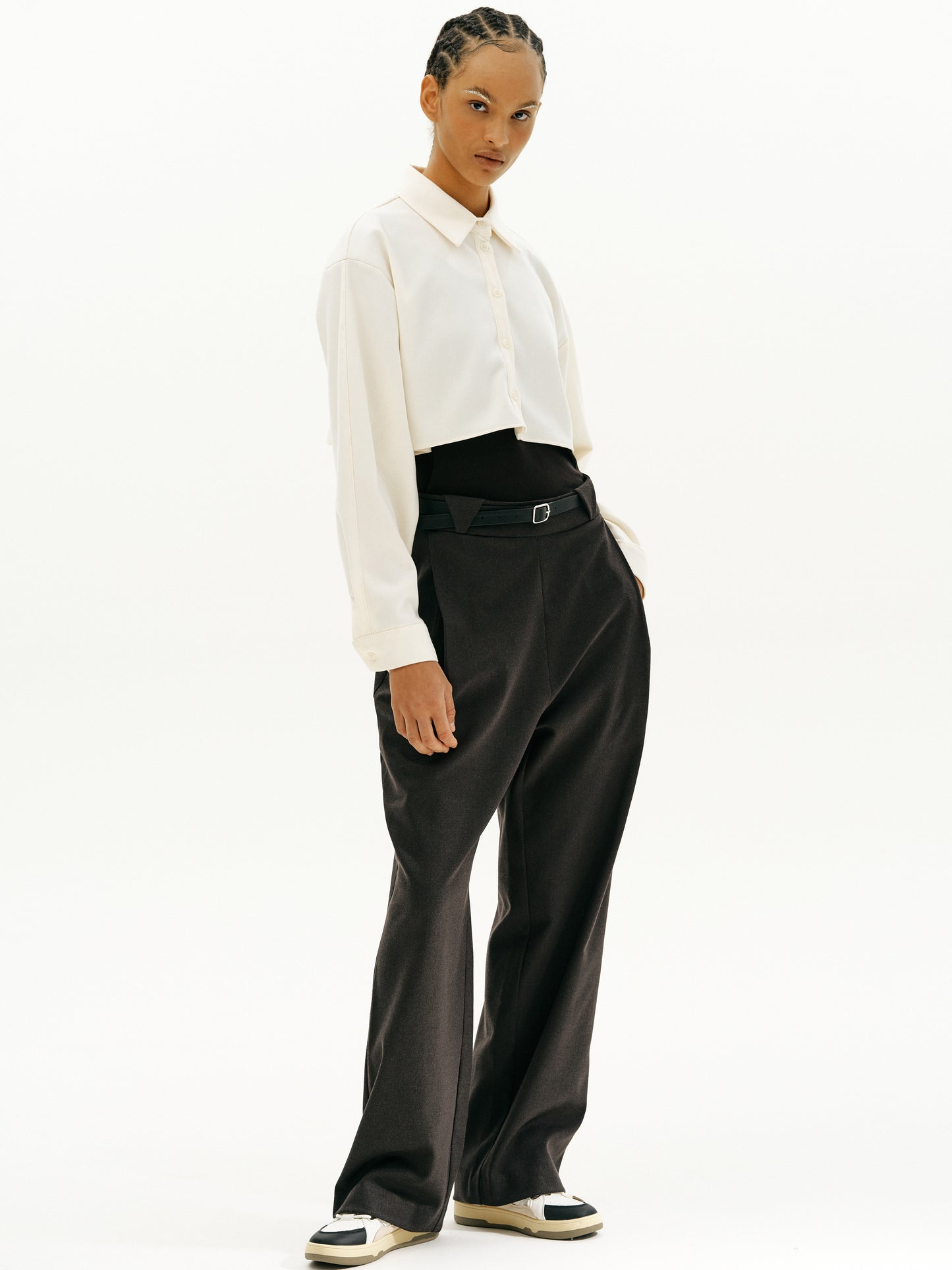 Belted Suit Trousers, Asphalt