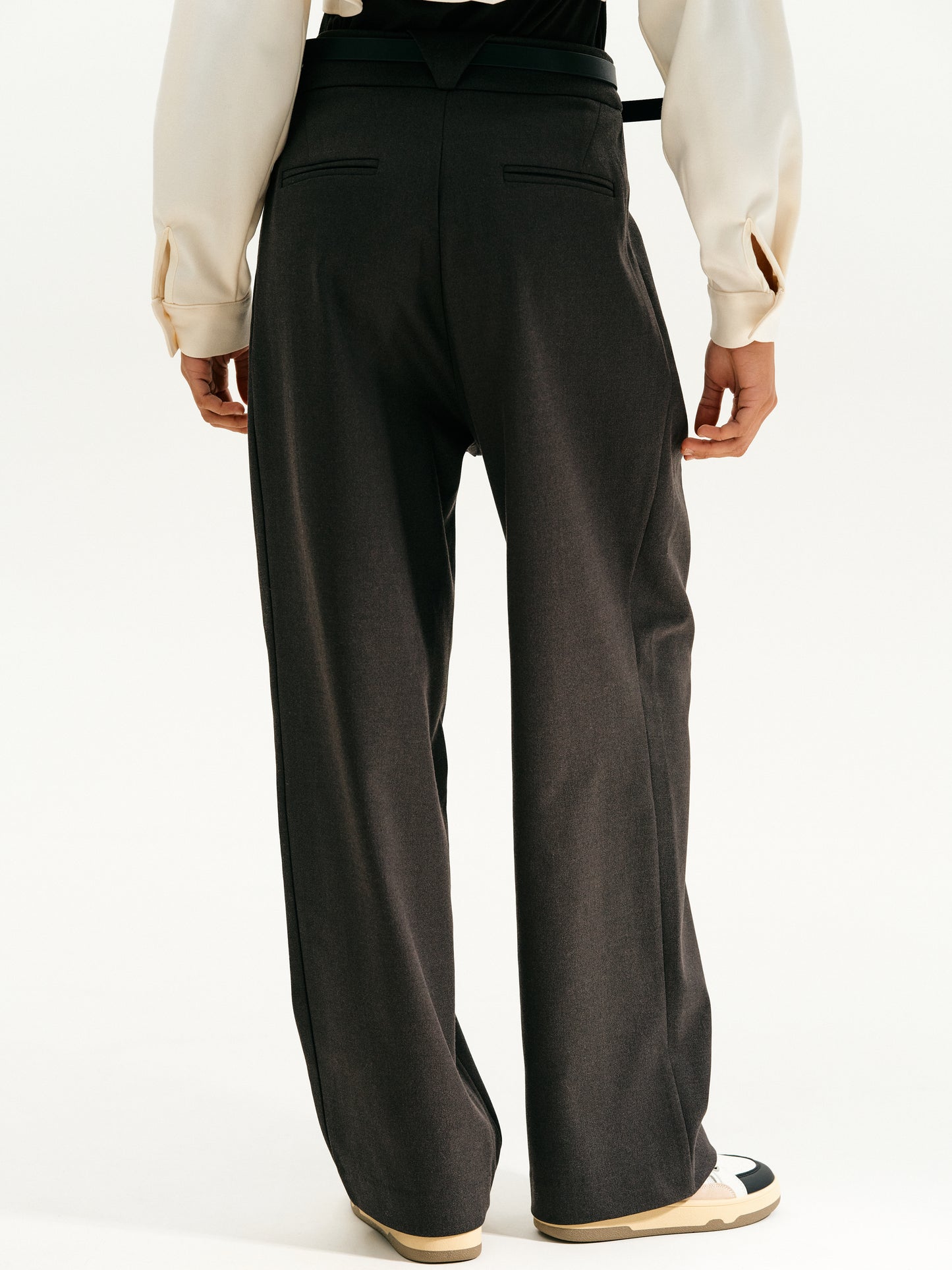 Belted Suit Trousers, Asphalt