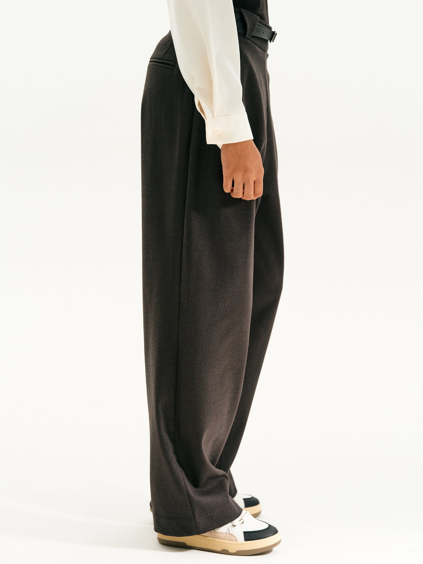 Belted Suit Trousers, Asphalt