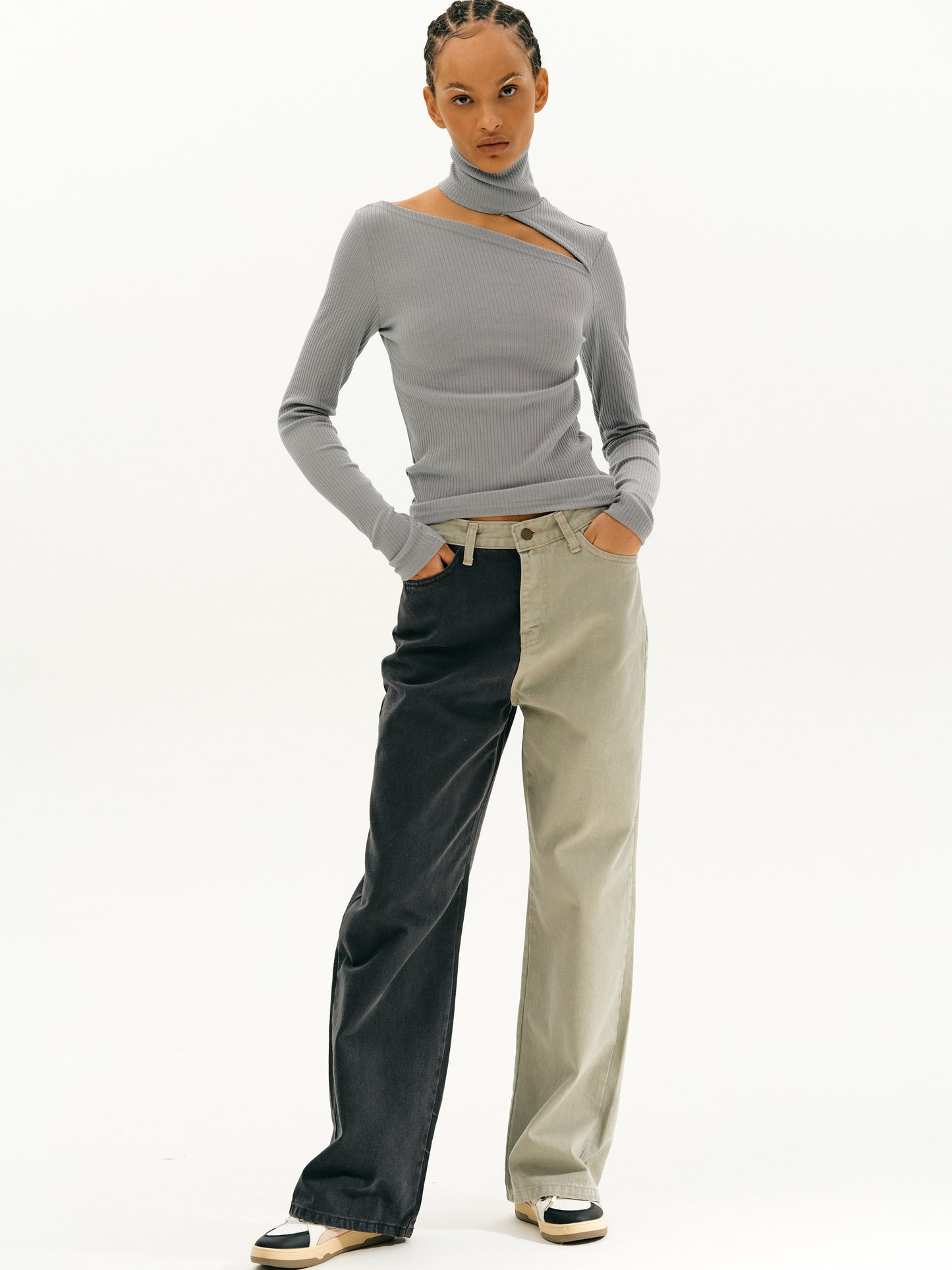 Bicolor Jeans, Charcoal & Olive