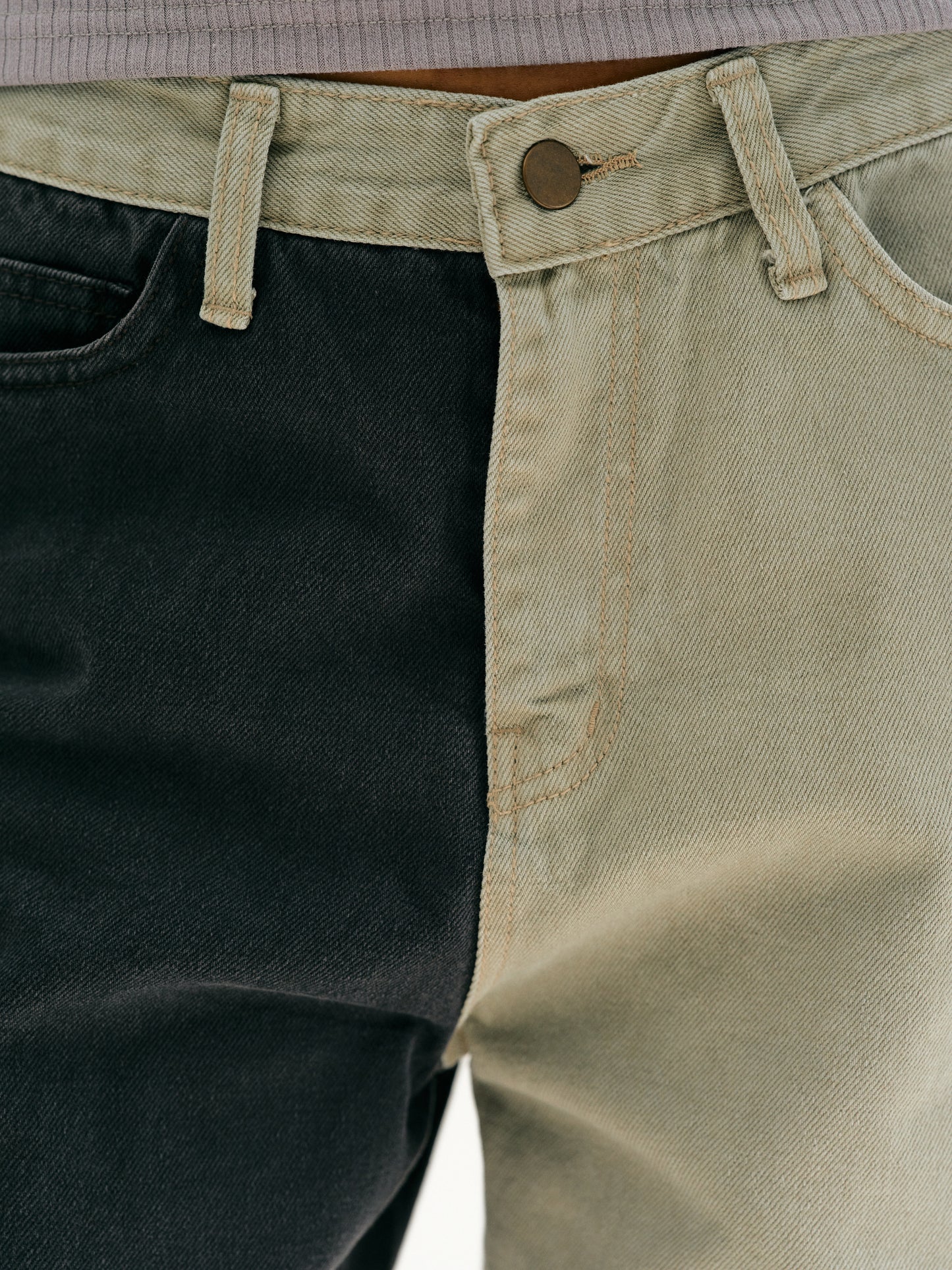 Bicolor Jeans, Charcoal & Olive