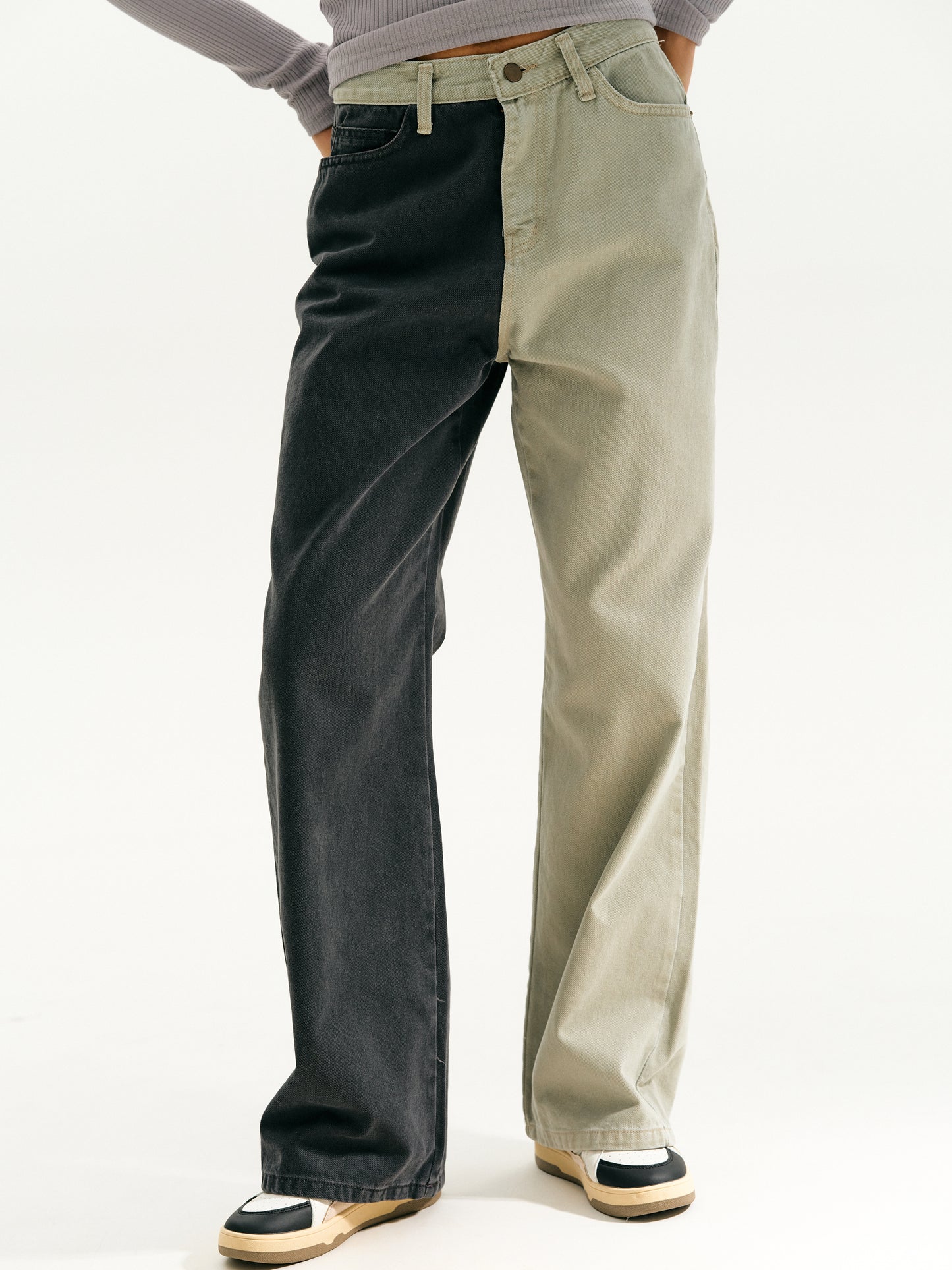 Bicolor Jeans, Charcoal & Olive