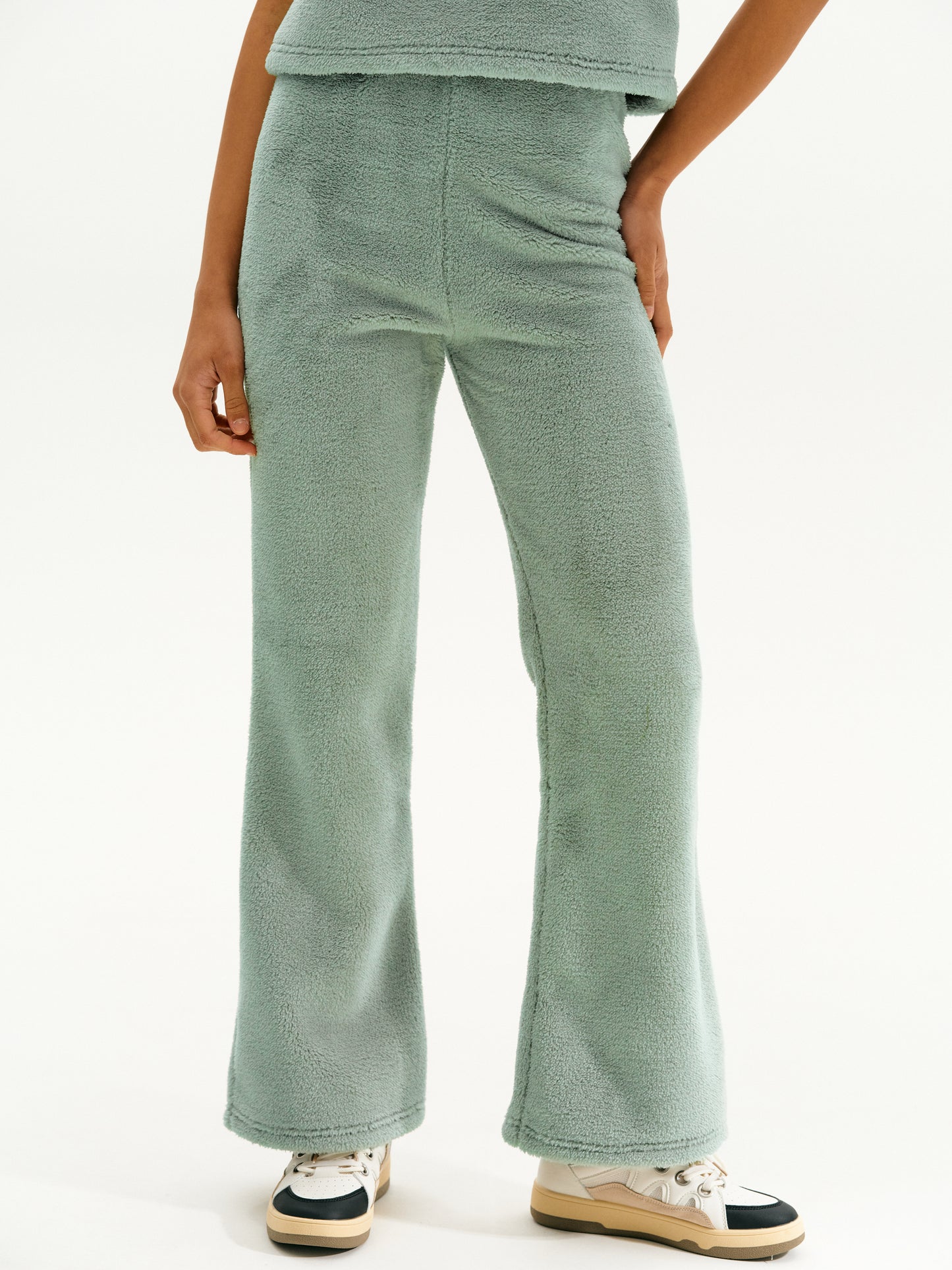 Eco Fur Lounge Pants, Sage Green