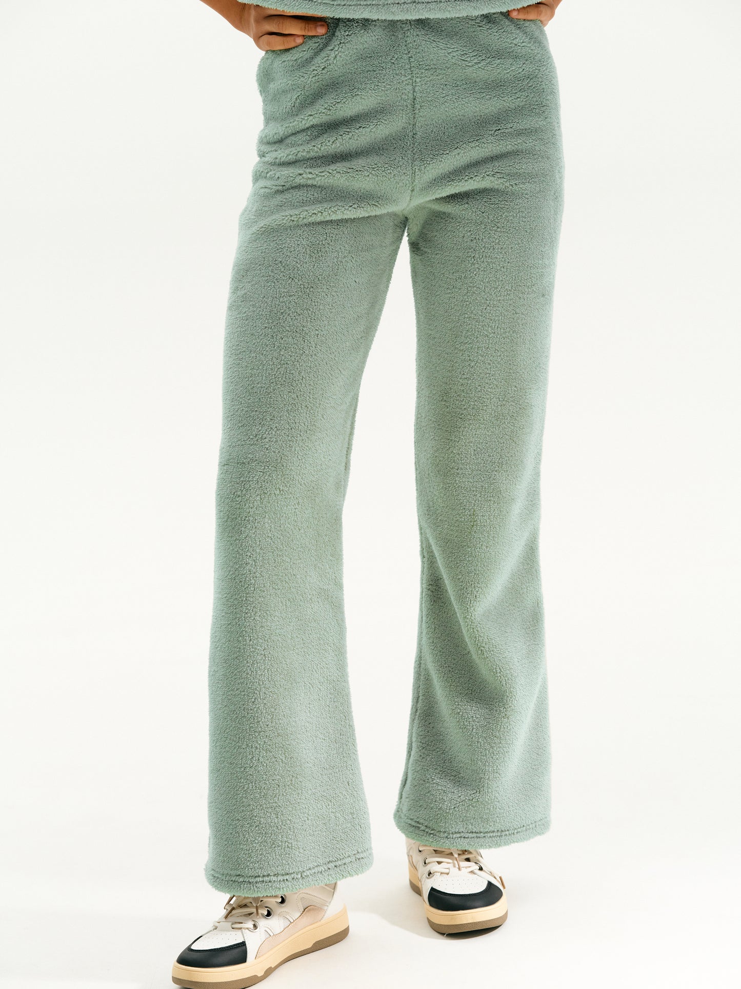 Eco Fur Lounge Pants, Sage Green