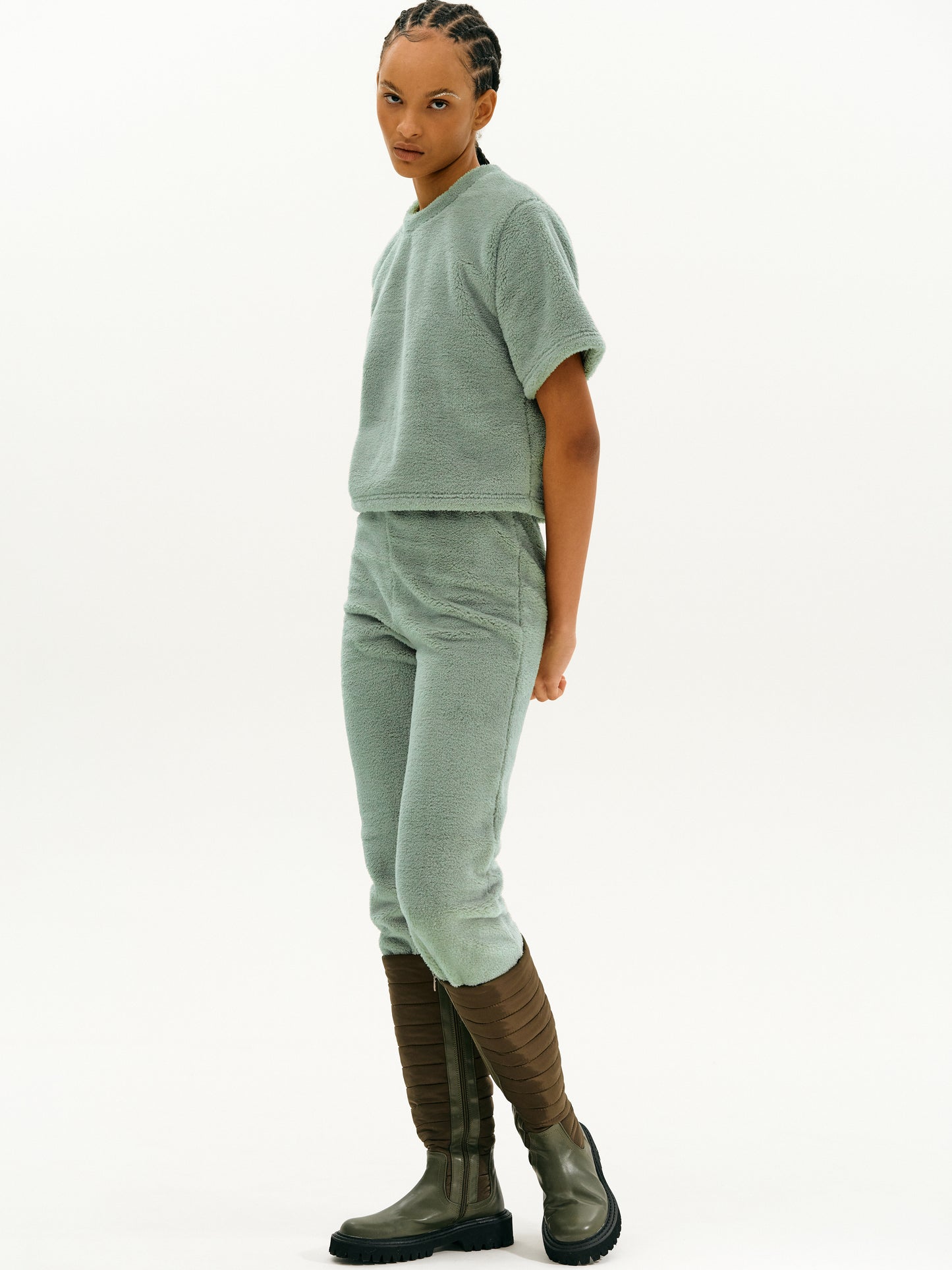 Eco Fur Lounge Pants, Sage Green